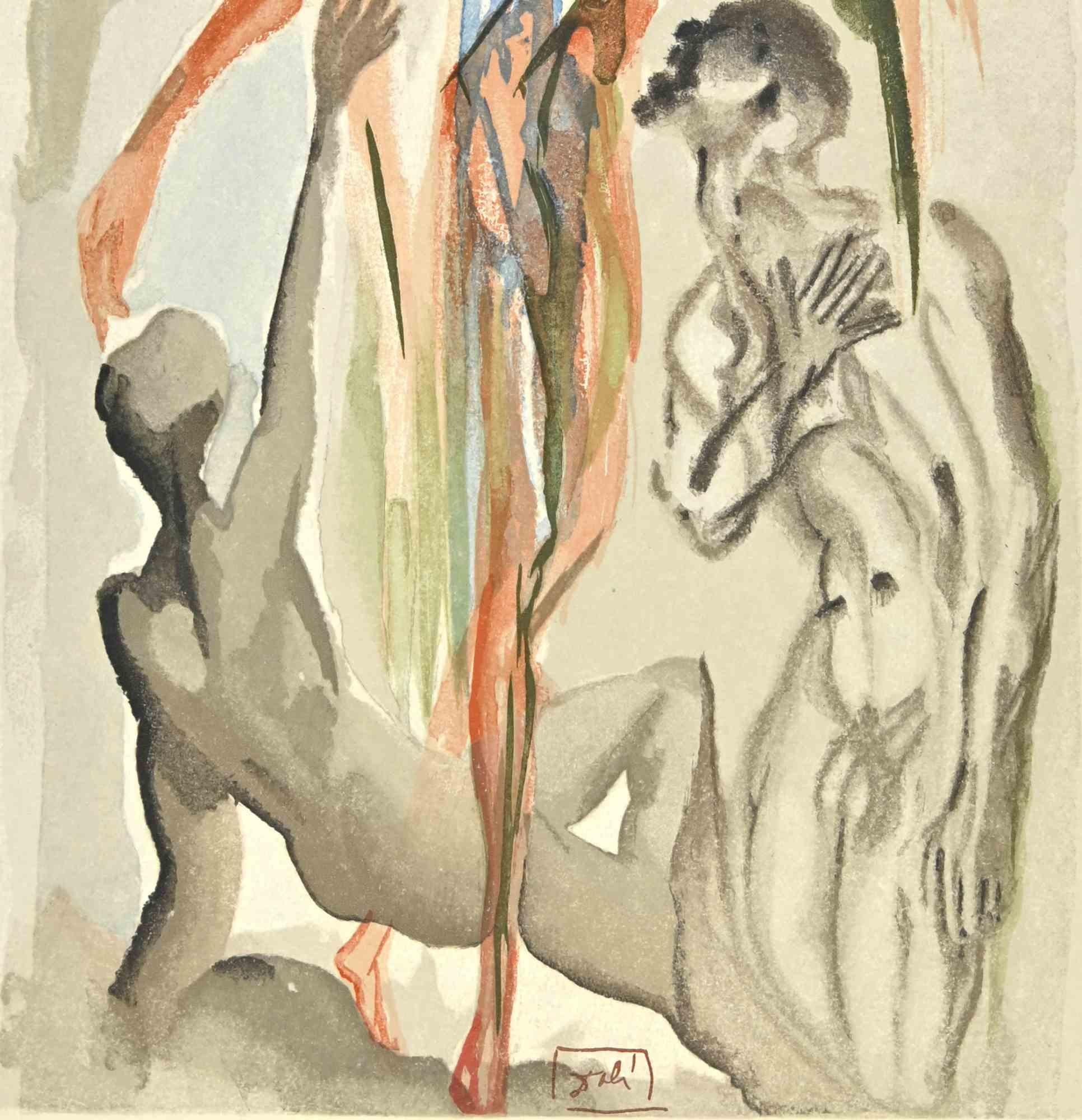 La confessione di Dante - Xilografia - 1963 - Print di Salvador Dalí