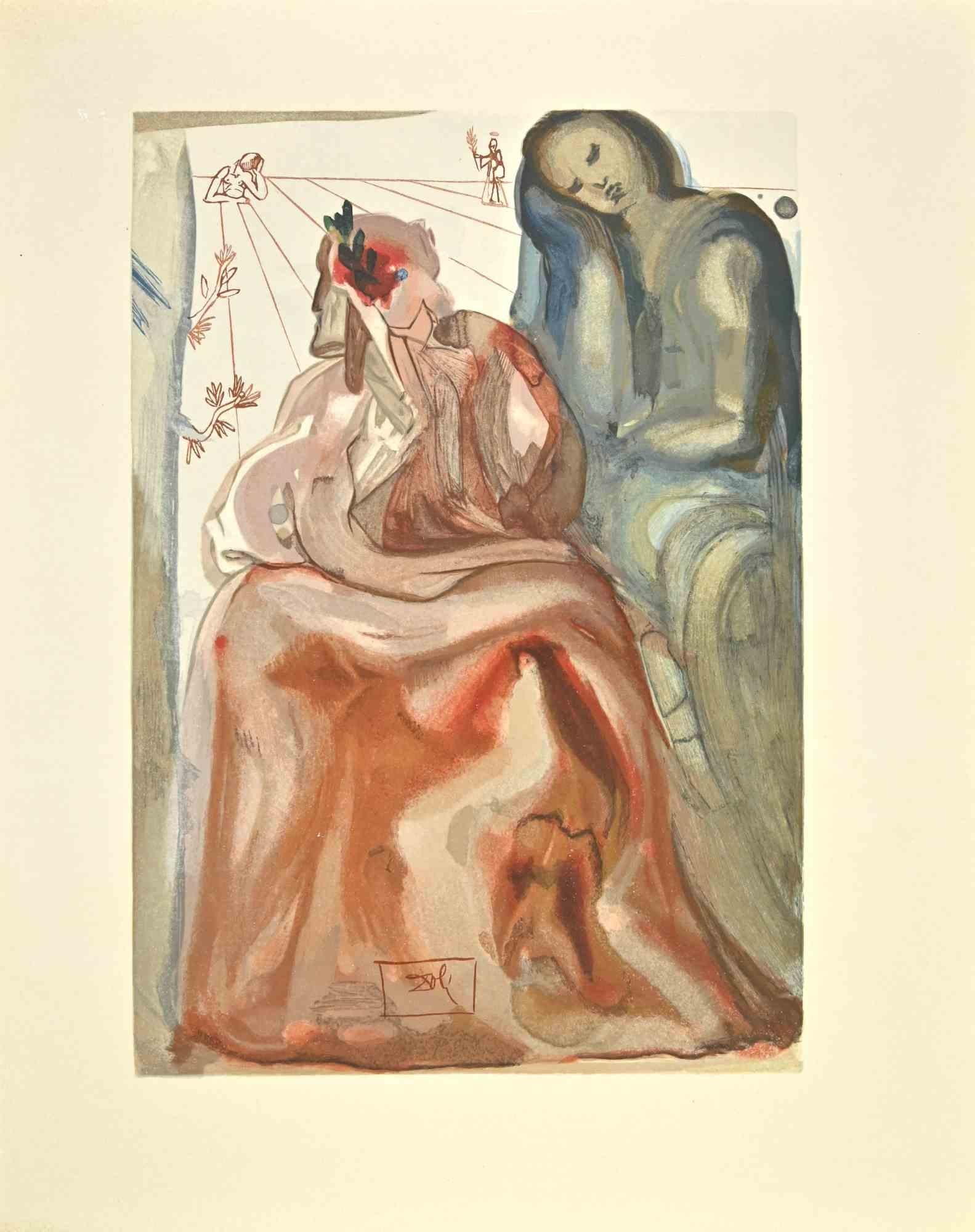 Salvador Dalí Figurative Print - The Confession of Dante - Woodcut - 1963