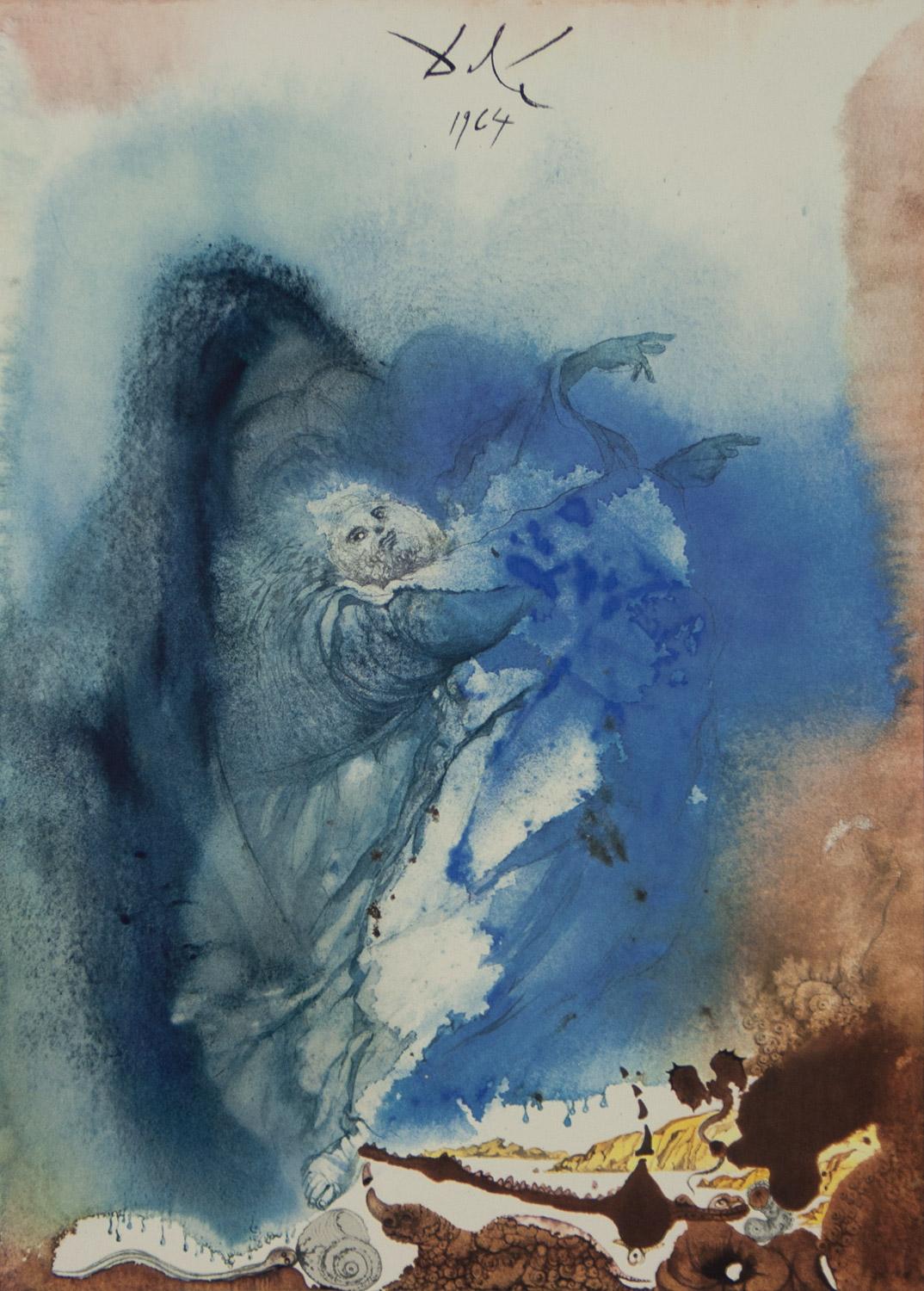 Salvador Dalí Abstract Print - The Creation of Earthly and Sea Animals lithograph Salvador Dali Biblia Sacra 