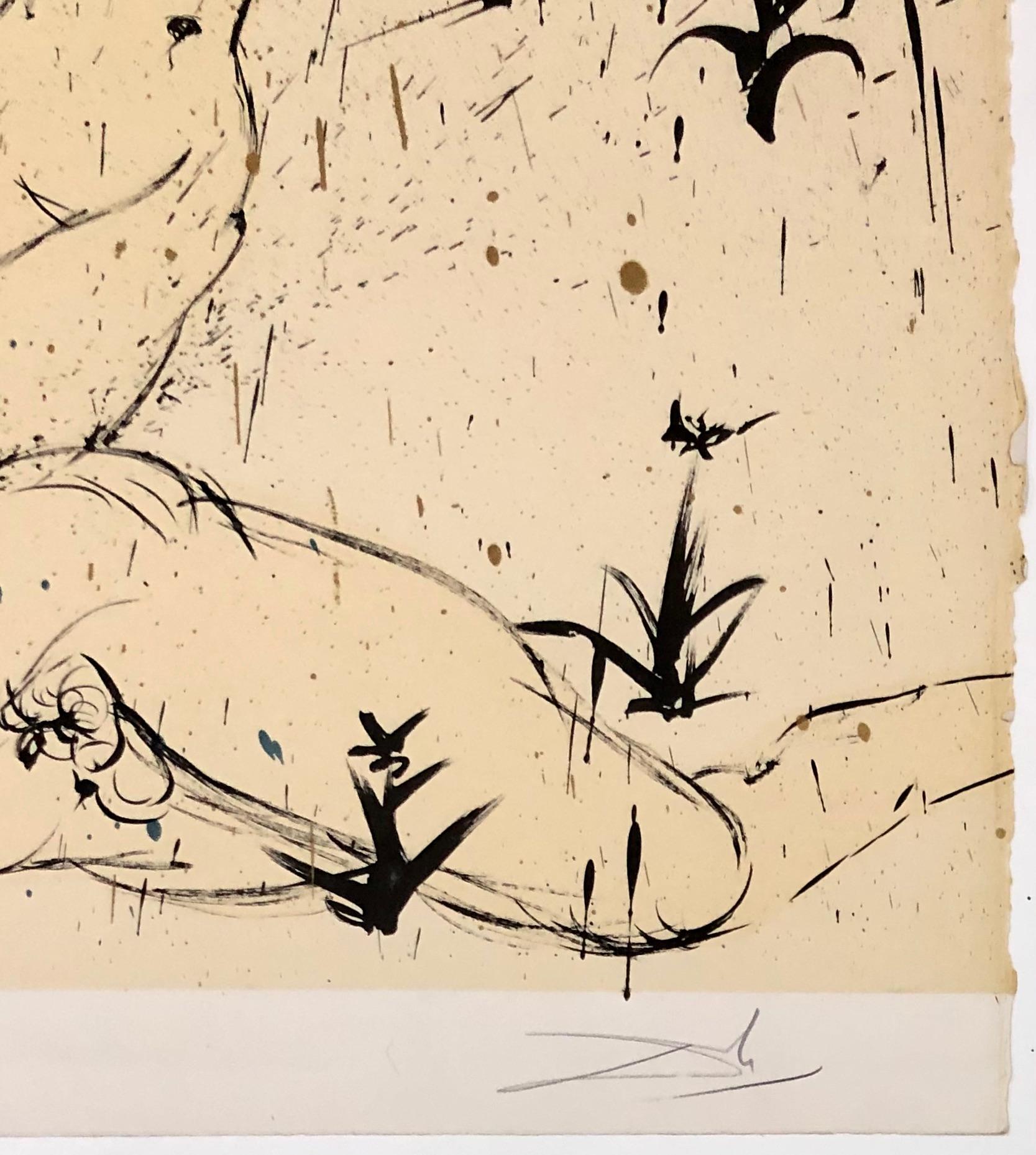 La creazione di Eva - Figurative Print Beige di Salvador Dalí