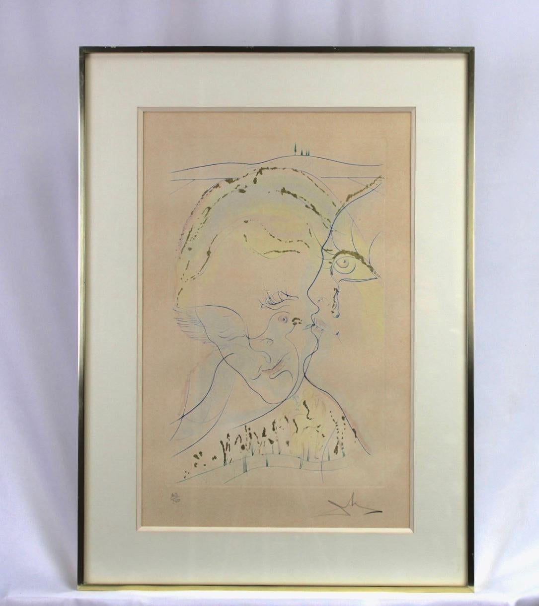 The Dove-like Eyes on the Bride - Hand-signed and numbered lithograph, 1971 - Surrealist Print by Salvador Dalí