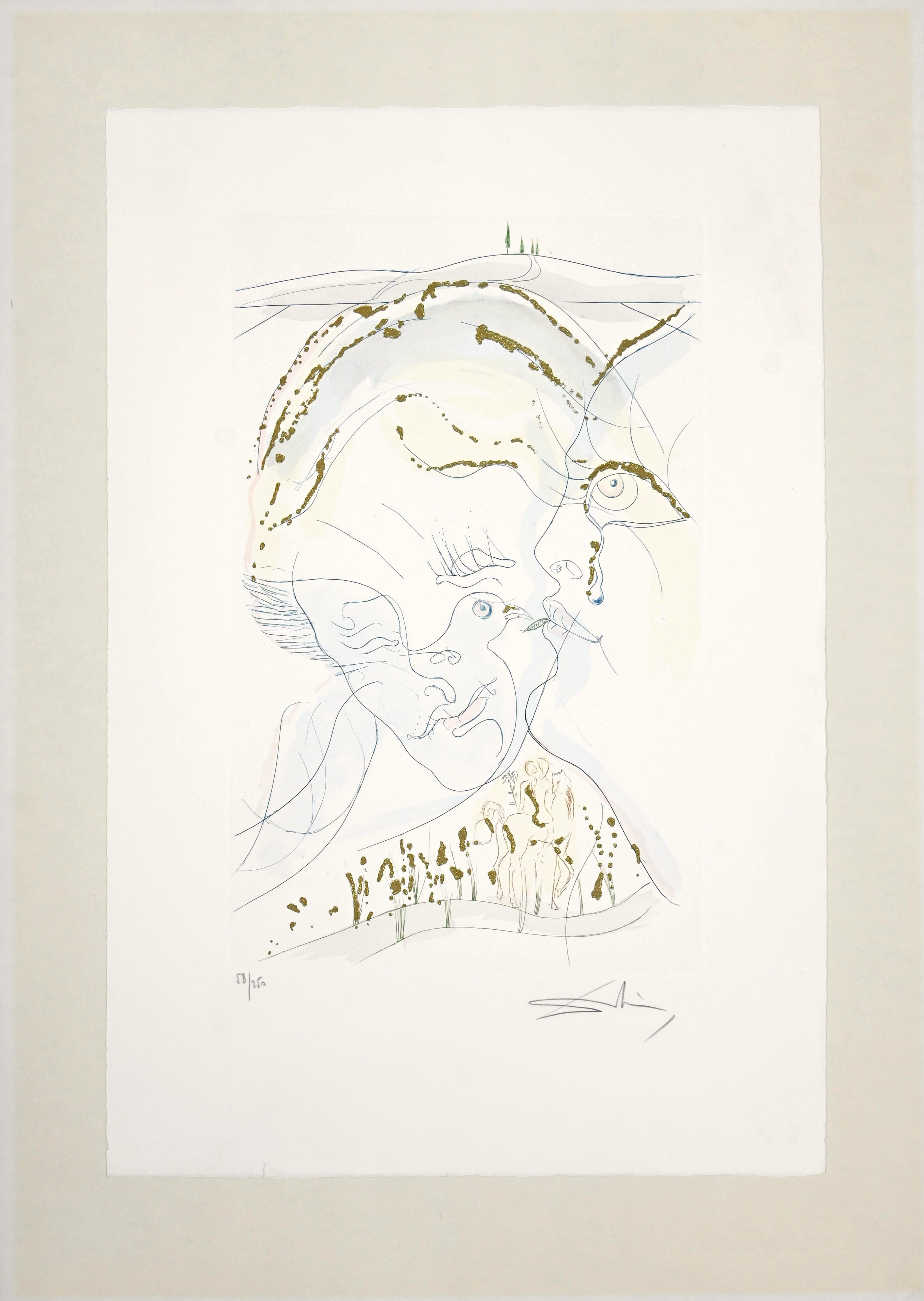 The Dove-like Eyes on the Bride - Original Etching by S. Dalì - 1971 - Print by Salvador Dalí