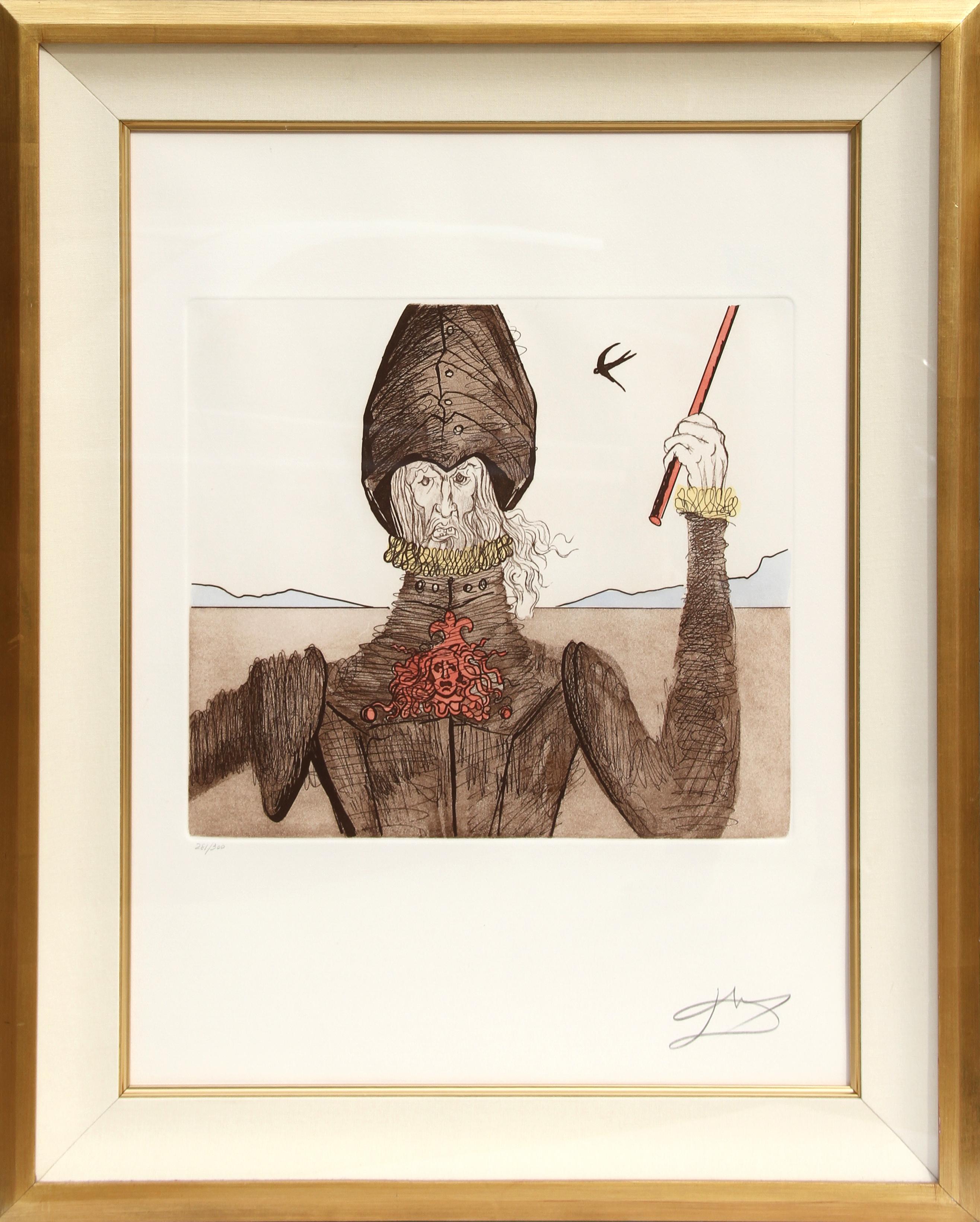 Salvador Dalí Portrait Print - The Dreamer from Historia de Don Quichotte de la Mancha