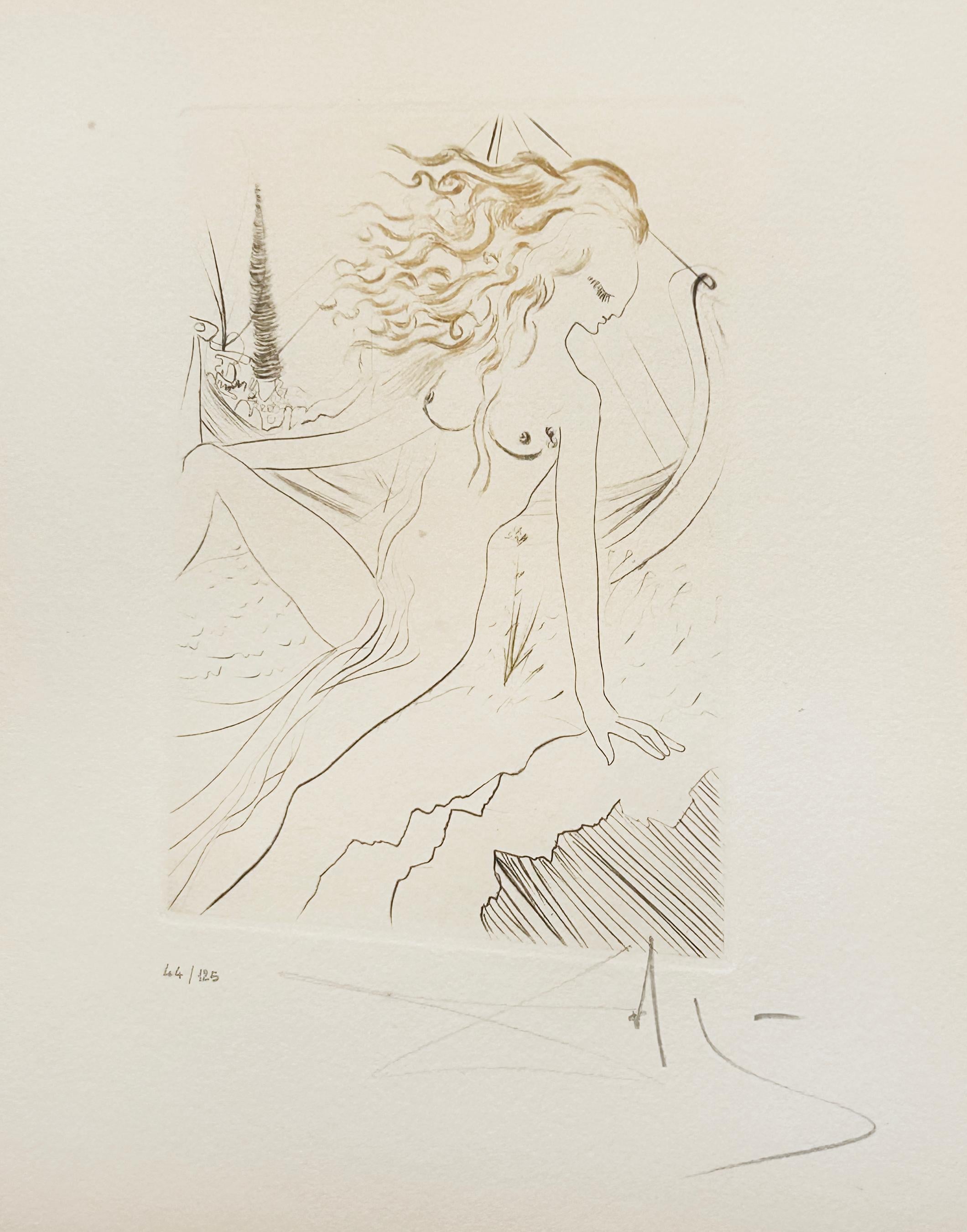 Artiste :  Dali, Salvador
Titre :  La fiance du roi de Garbe
Série :  Le Décaméron
Date :  1972
Moyen :  pointe sèche imprimée en couleur
Dimensions sans cadre : 17.72