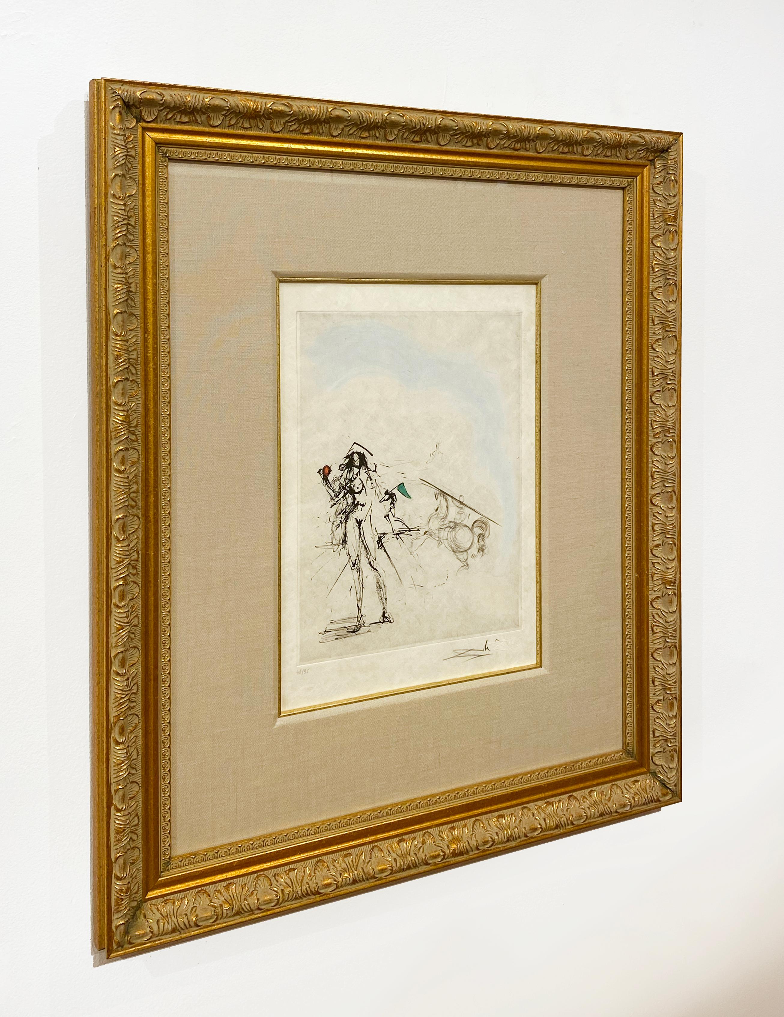 Artist:  Dali, Salvador
Title:  The Fisherman
Series:  Les Amours de Cassandre
Date:  1968
Medium:  drypoint with added color
Framed Dimensions:  27.5