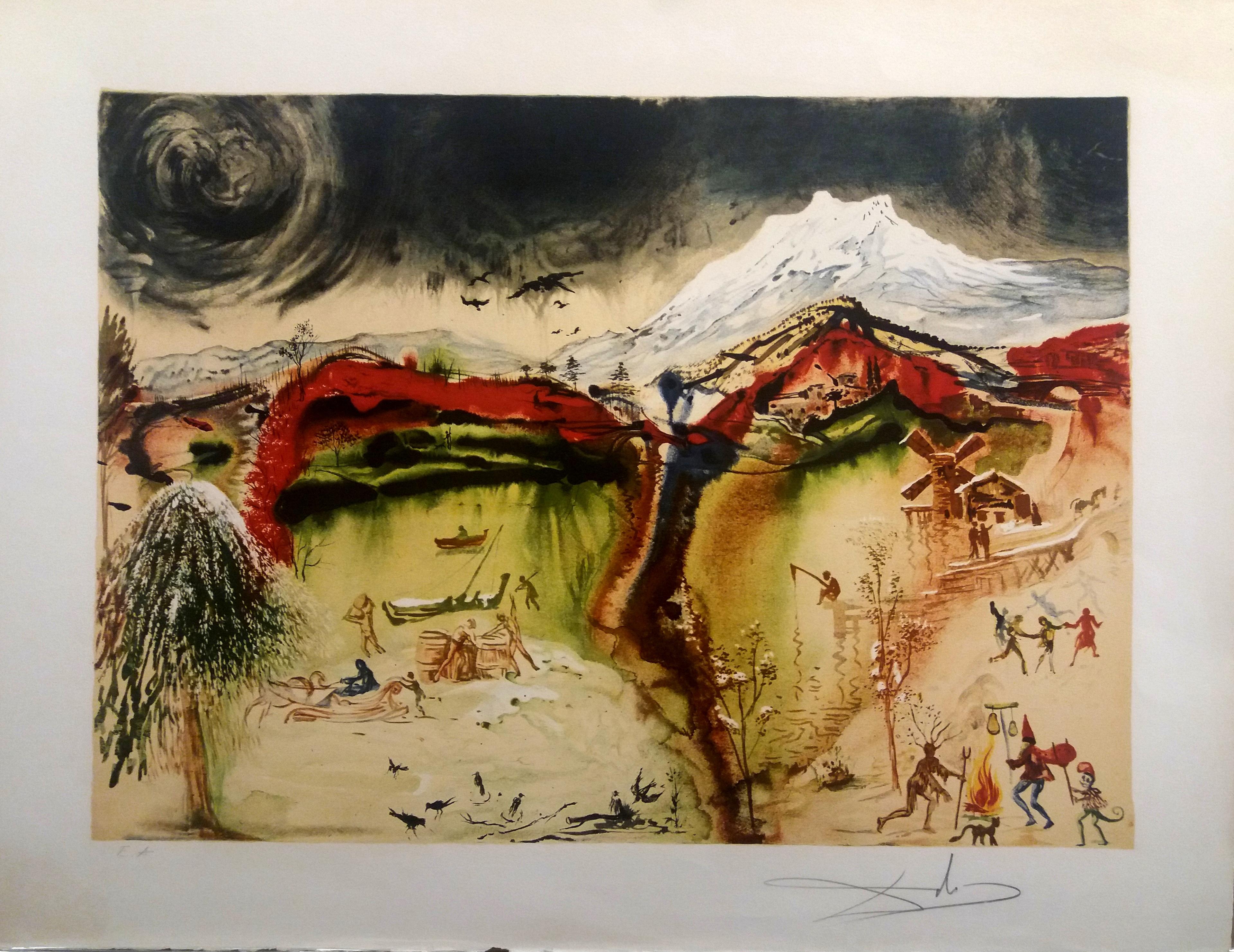 Abstract Print Salvador Dalí - Dali. Les quatre saisons  Peinture de certificat lithographie