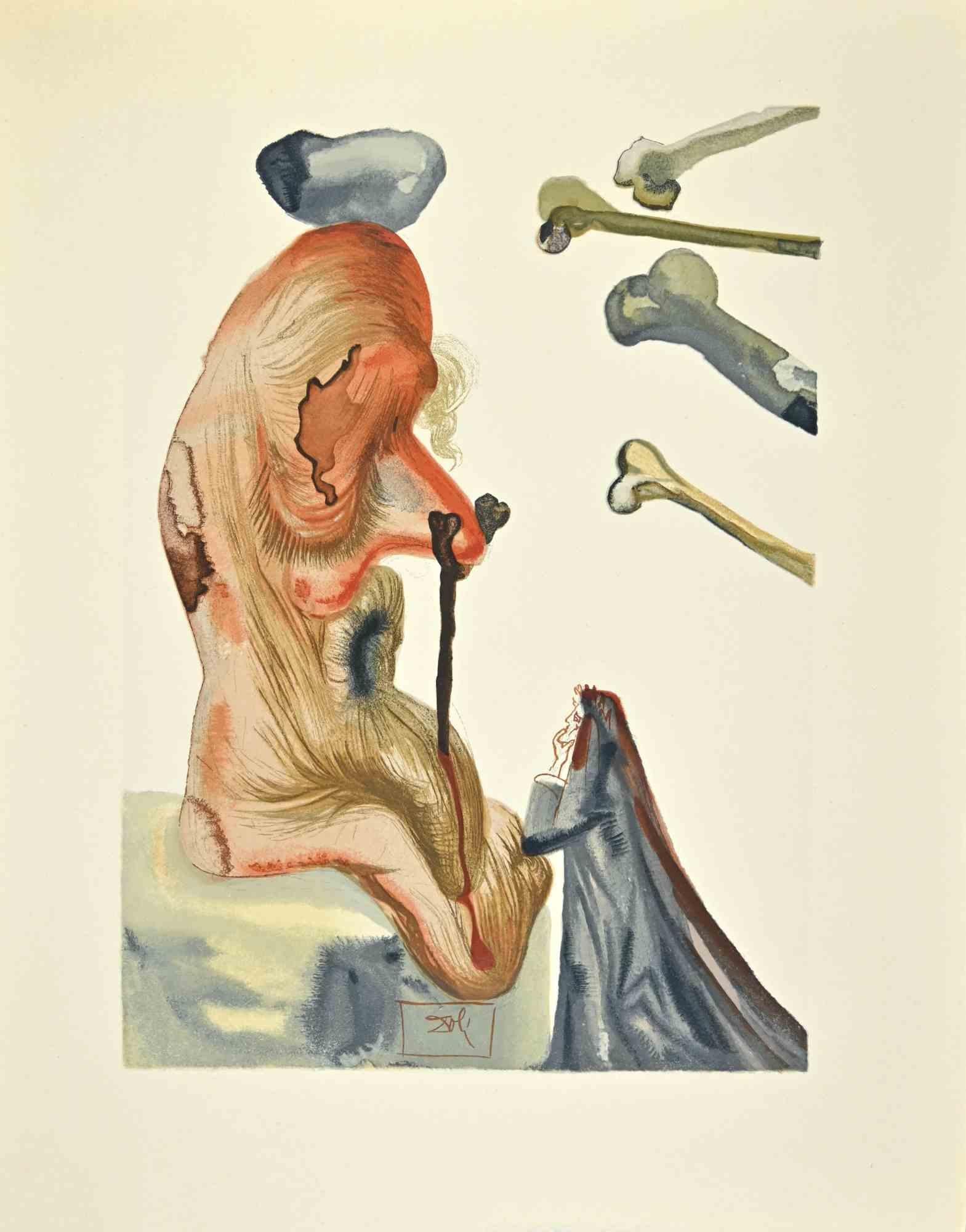 Salvador Dalí Print - The Fraudulent - Woodcut print - 1963