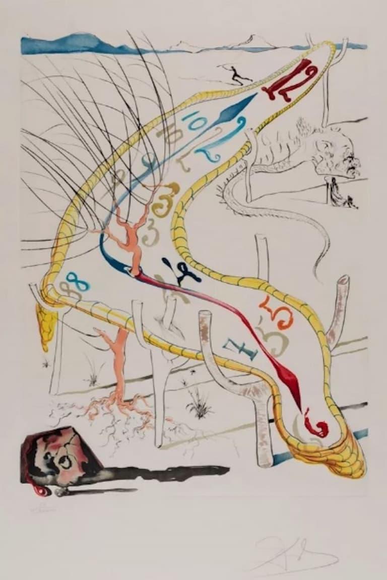 Salvador Dalí Figurative Print - The Gelatinous Watches of Space and Time