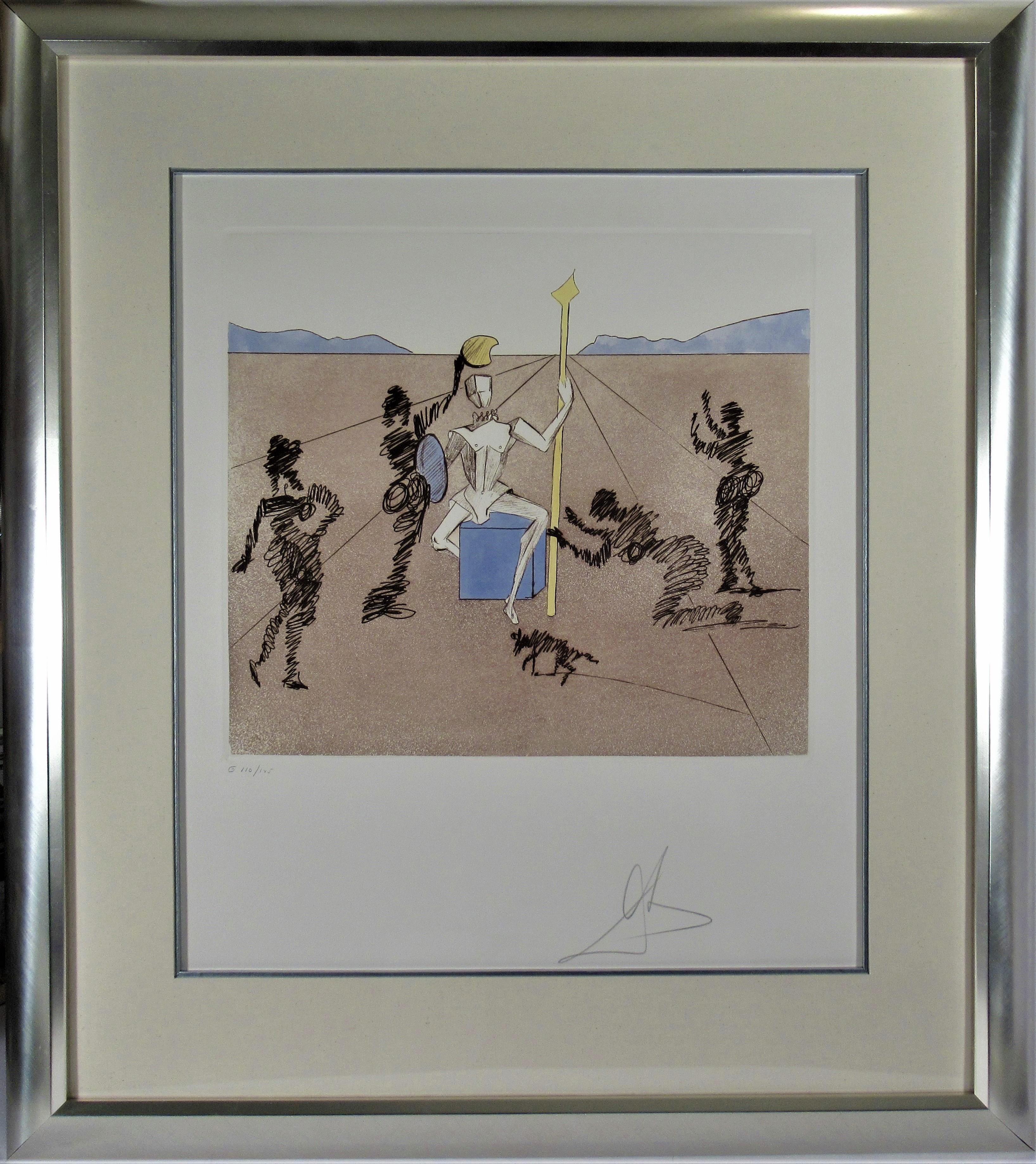 Salvador Dalí Print - The Golden Helmet of Mandrino,  from, Historia de Don Quichotte de la Mancha