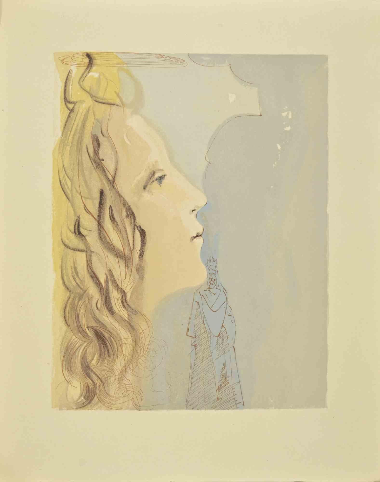 Salvador Dalí Figurative Print - The Greatest Beauty of Beatrice - Woodcut  - 1963