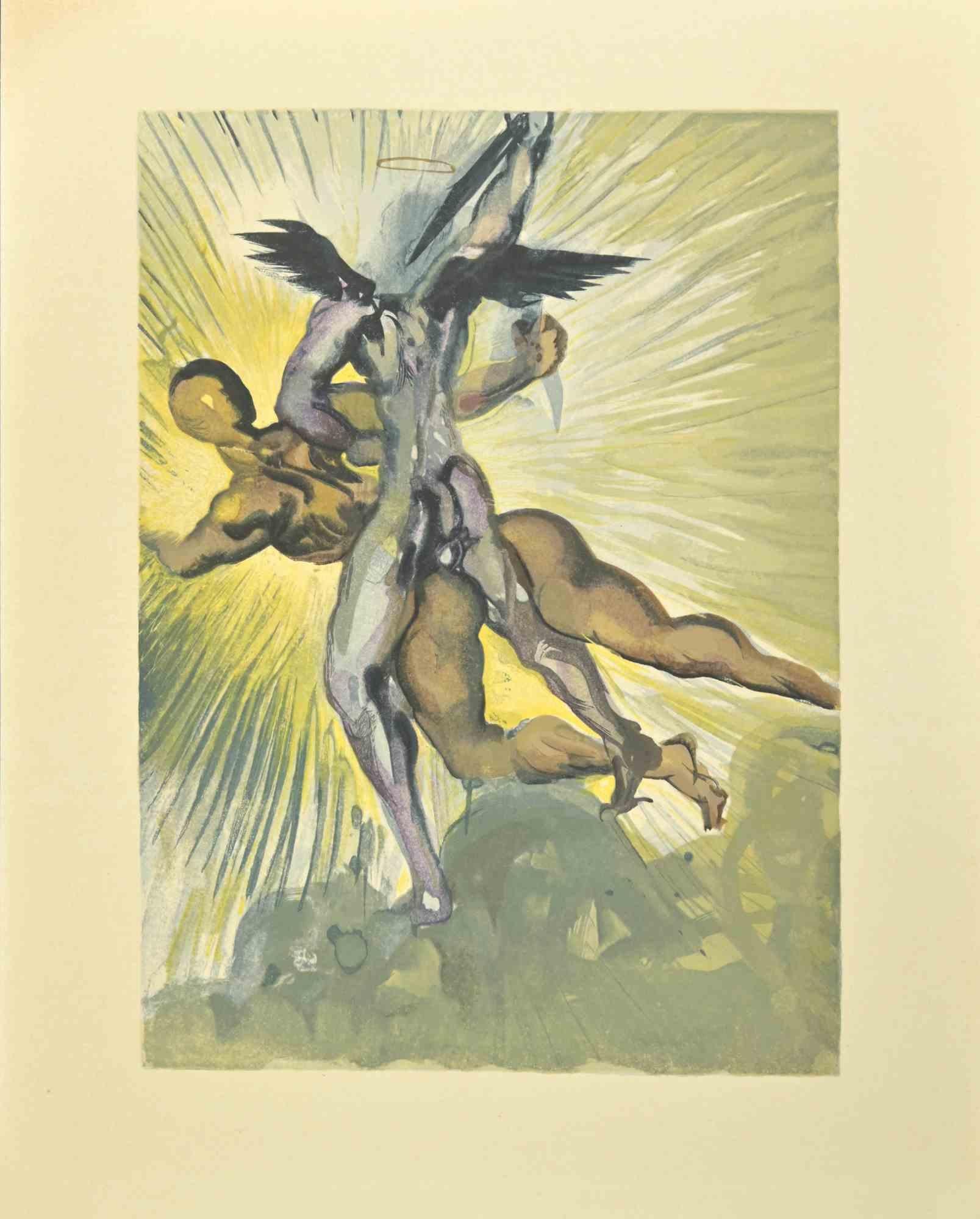 Salvador Dalí Figurative Print - The Guardian Angels of the Valley - Woodcut  - 1963
