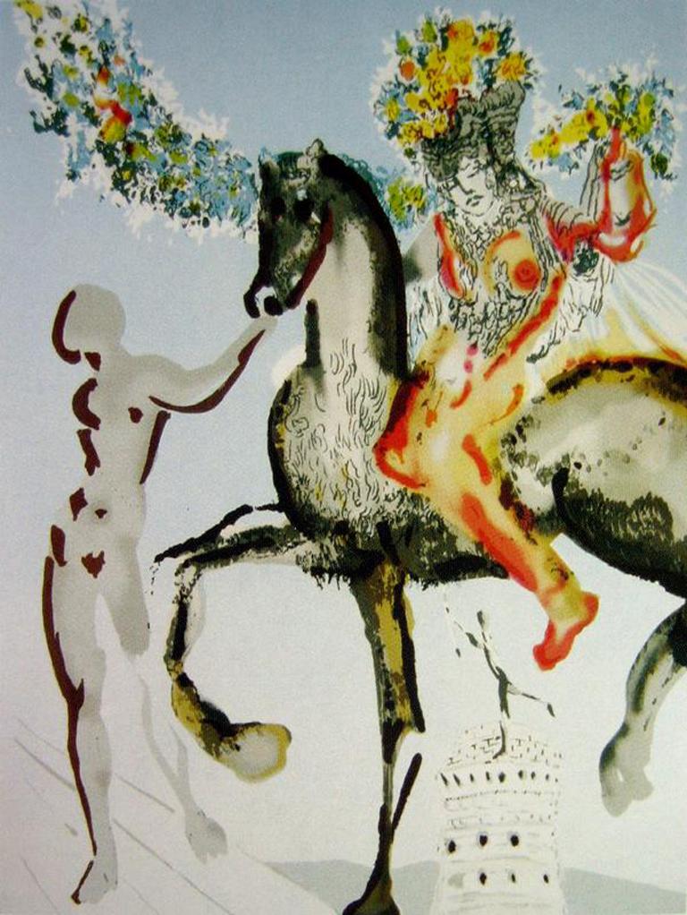 Salvador Dalí Animal Print – Harbinger, aus der New Jerusalem Suite (signiert und nummeriert) Albert Field COA