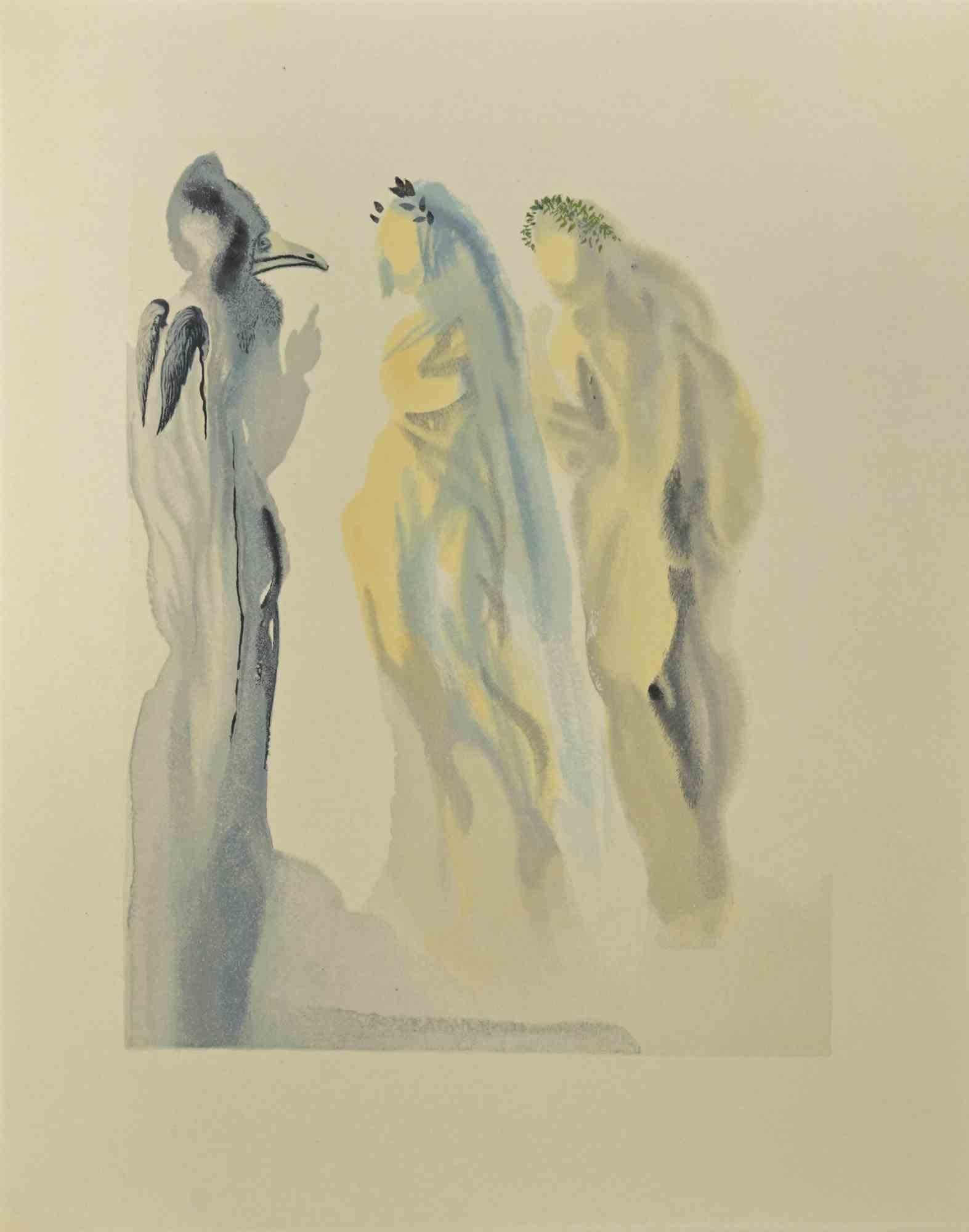 Salvador Dalí Figurative Print - The Heaven of Venus - The Divine Comedy - Woodcut  - 1963