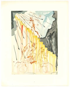 Vintage The Heavenly Staircase - Woodcut attr. to Salvador Dalì - 1963