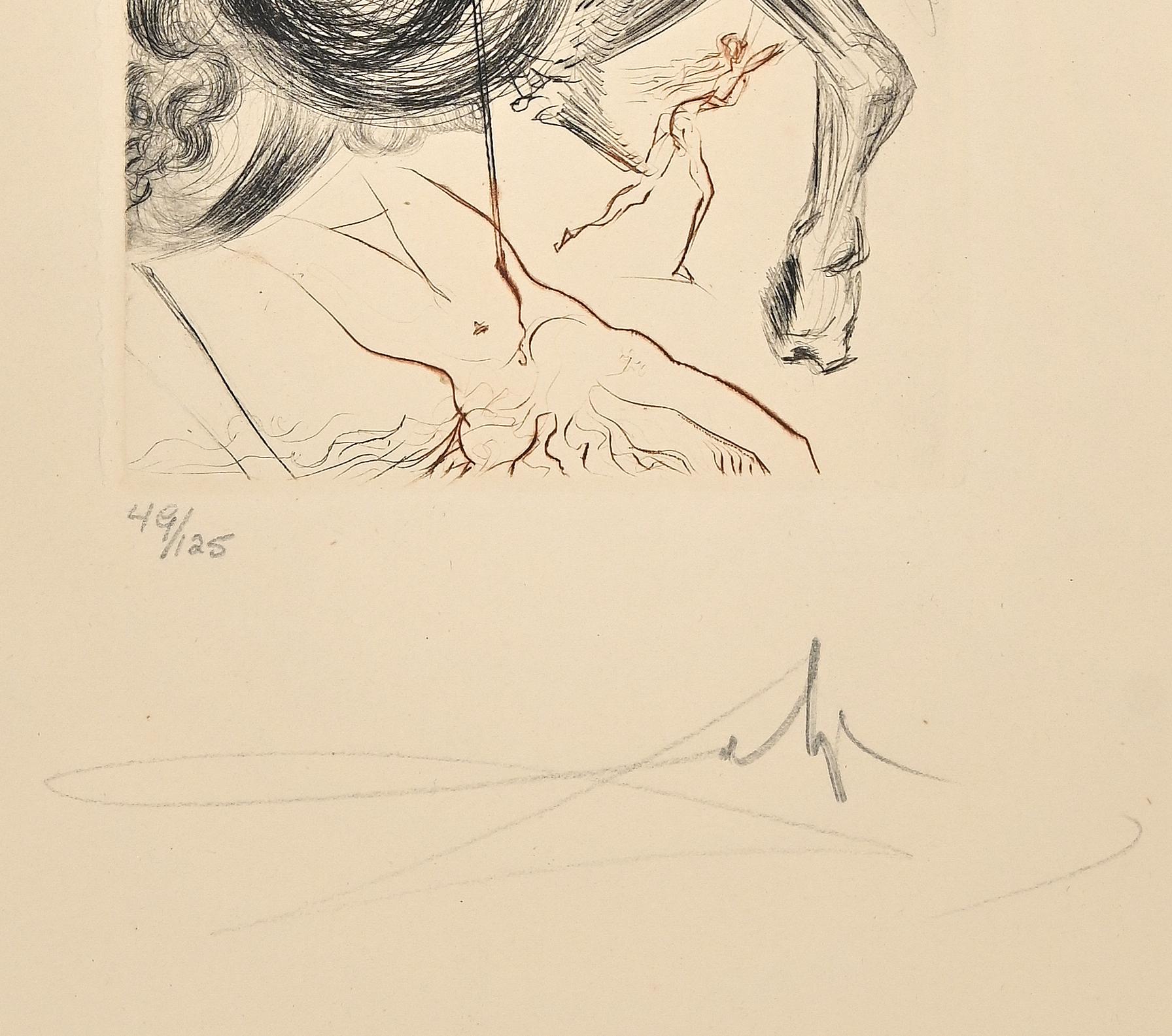 The Hell of Cruel Beauties – Radierung und Kaltnadelradierung – 1972 – Print von Salvador Dalí