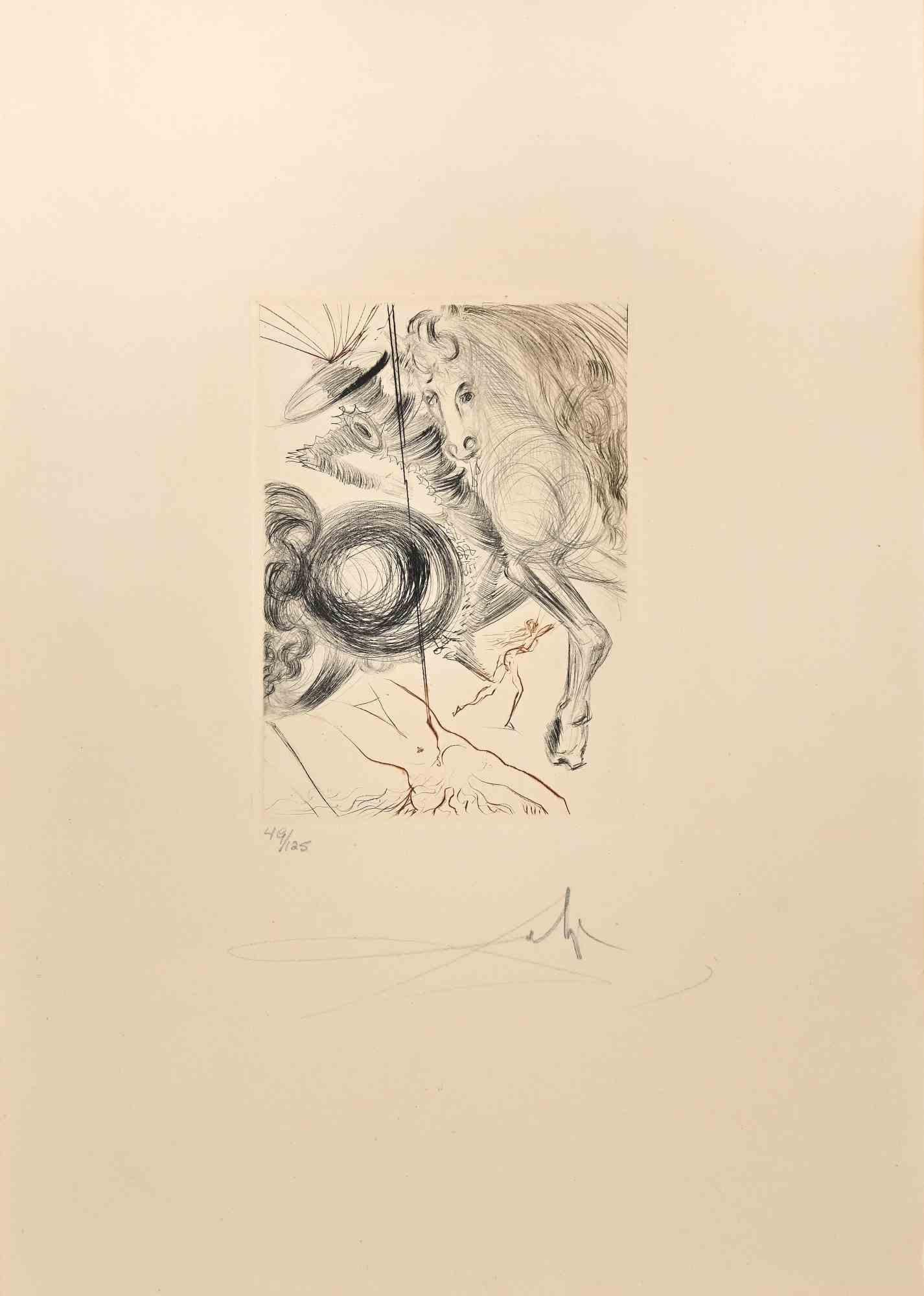 Salvador Dalí Print – The Hell of Cruel Beauties – Radierung und Kaltnadelradierung – 1972