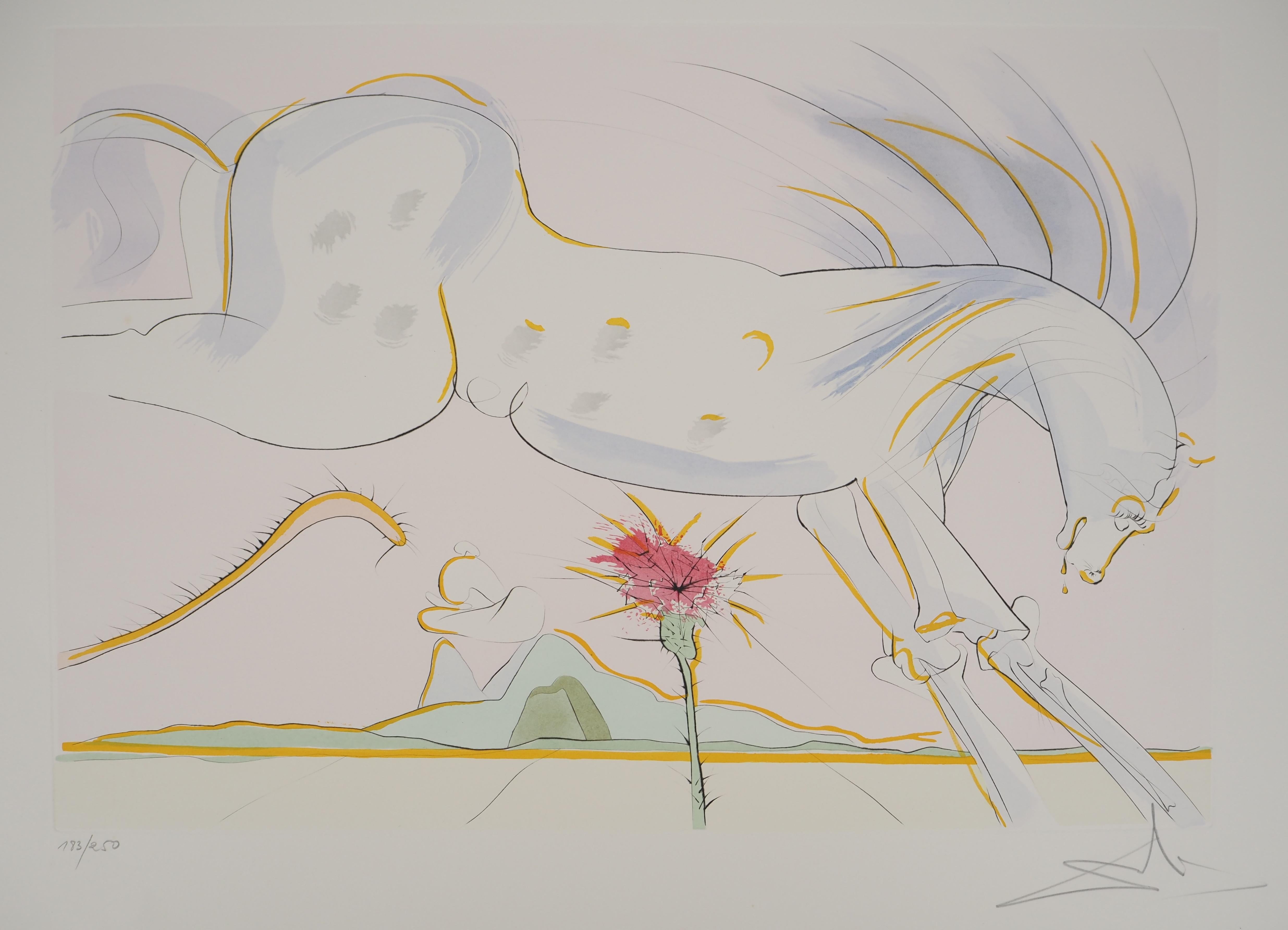 Le cheval et le loup - eau-forte originale, signée à la main, 1974 - Surréalisme Print par Salvador Dalí