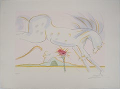 Le cheval et le loup - eau-forte originale, signée à la main, 1974