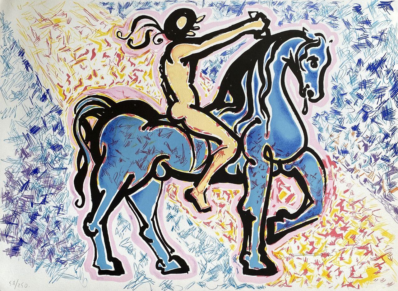 Salvador Dalí Figurative Print - The Horseman - Original Lithograph Handsigned Numbered