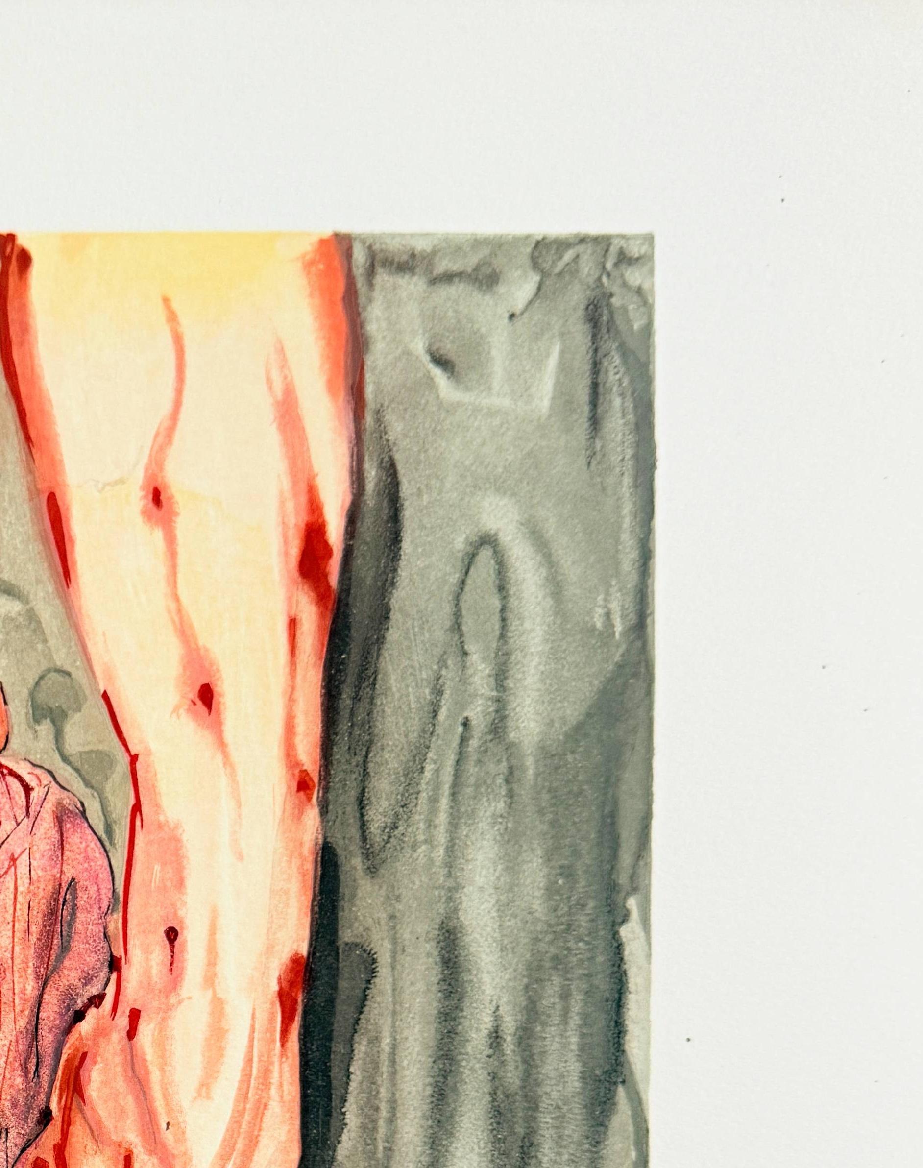 The Inferno, Canto 16 - The Mount of Geryon - Brown Print by Salvador Dalí