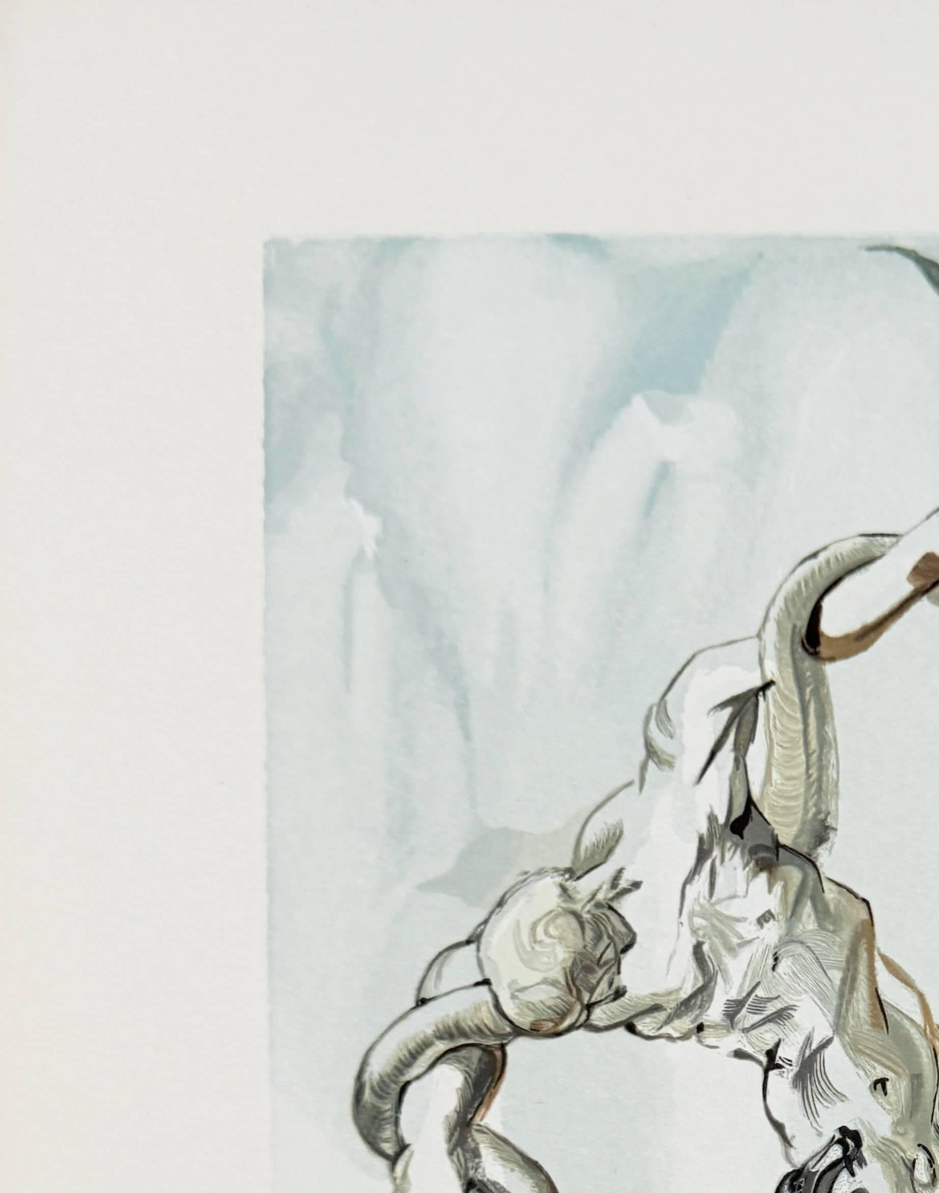 Salvador Dali (1904-1989) - The Inferno, Canto 24 - Les Voleurs

Woodcut print from 1960.

Dimensions of sheet: 33 x 26.2 cm

Dimensions in frame: 53.2 x 43.2 cm

Publisher: Les Heures Claires, Paris.

Reference: Catalogue raisonne Michler &