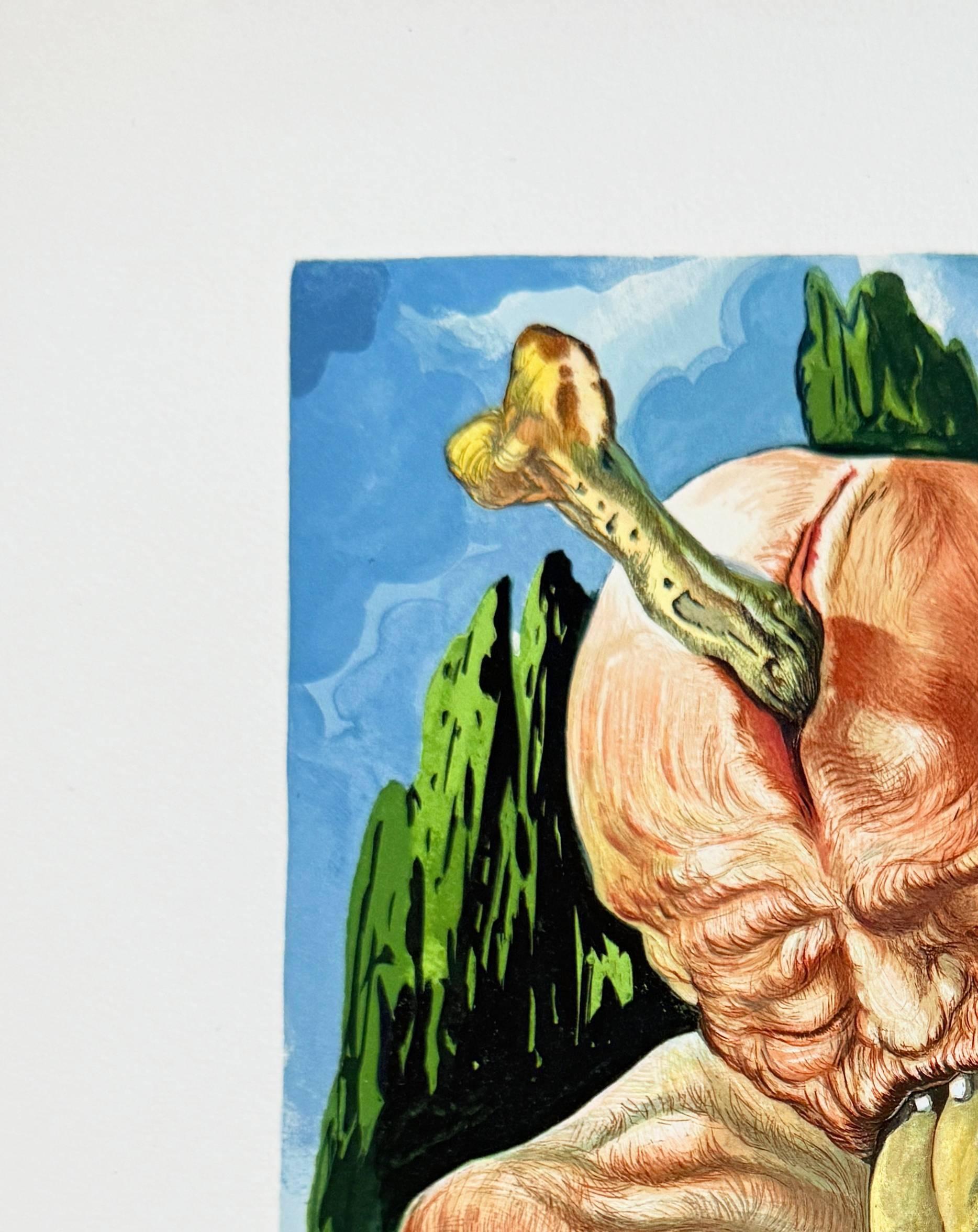 Salvador Dali (1904-1989) - The Inferno, Canto 27 - Un diable logicien

Woodcut print from 1960.

Dimensions of sheet: 33 x 26.2 cm

Dimensions in frame: 53.2 x 43.2 cm

Publisher: Les Heures Claires, Paris.

Reference: Catalogue raisonne Michler &