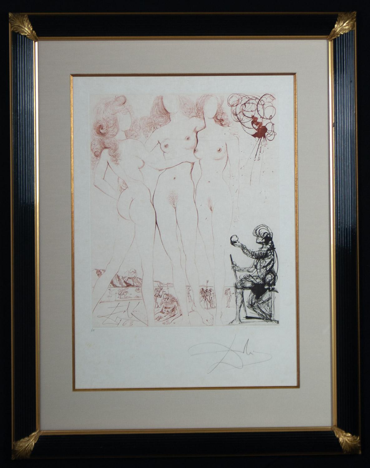 The Judgement of Paris original E.A. etching by Salvador Dali Mythology Suite
