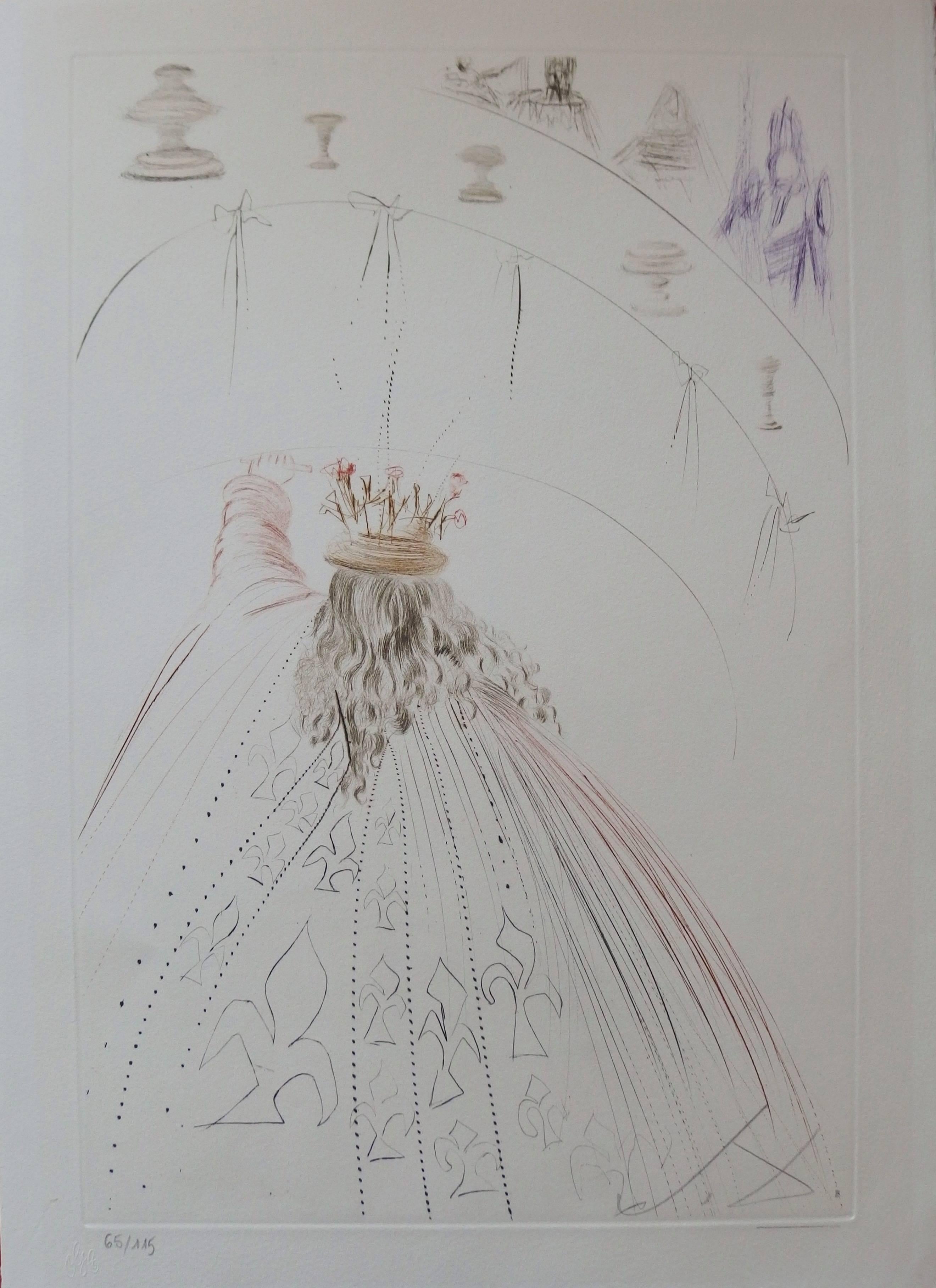 Salvador Dalí Figurative Print - The Knights of King Arthur - Original Etching, Handsigned  (Field #70-10M)