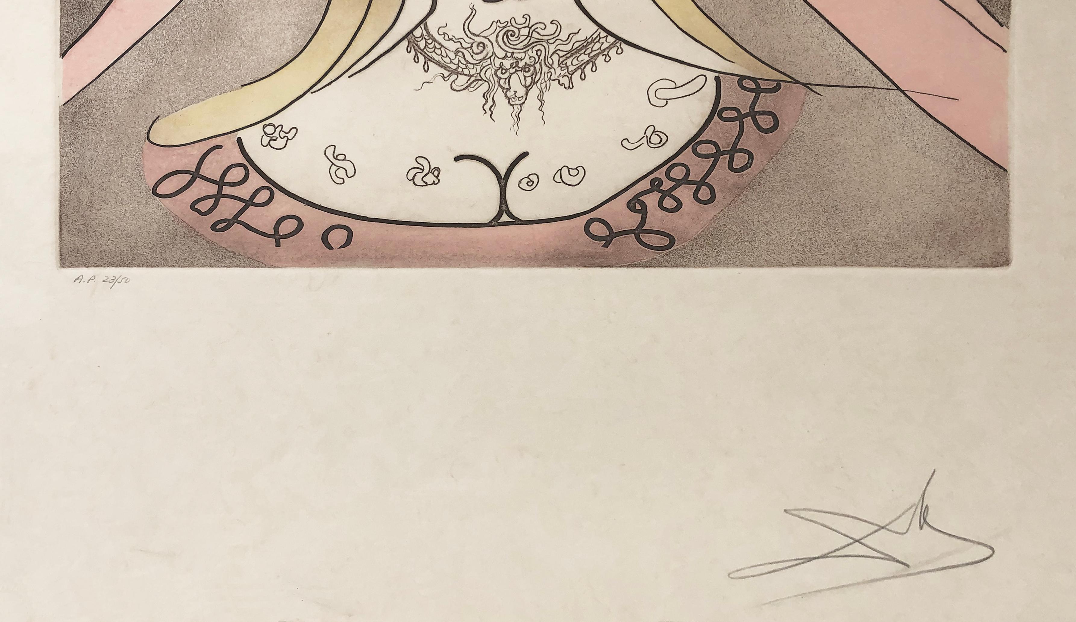 La Signora Dulcinea (acquaforte e acquatinta incorniciata e firmata a mano) - Print di Salvador Dalí