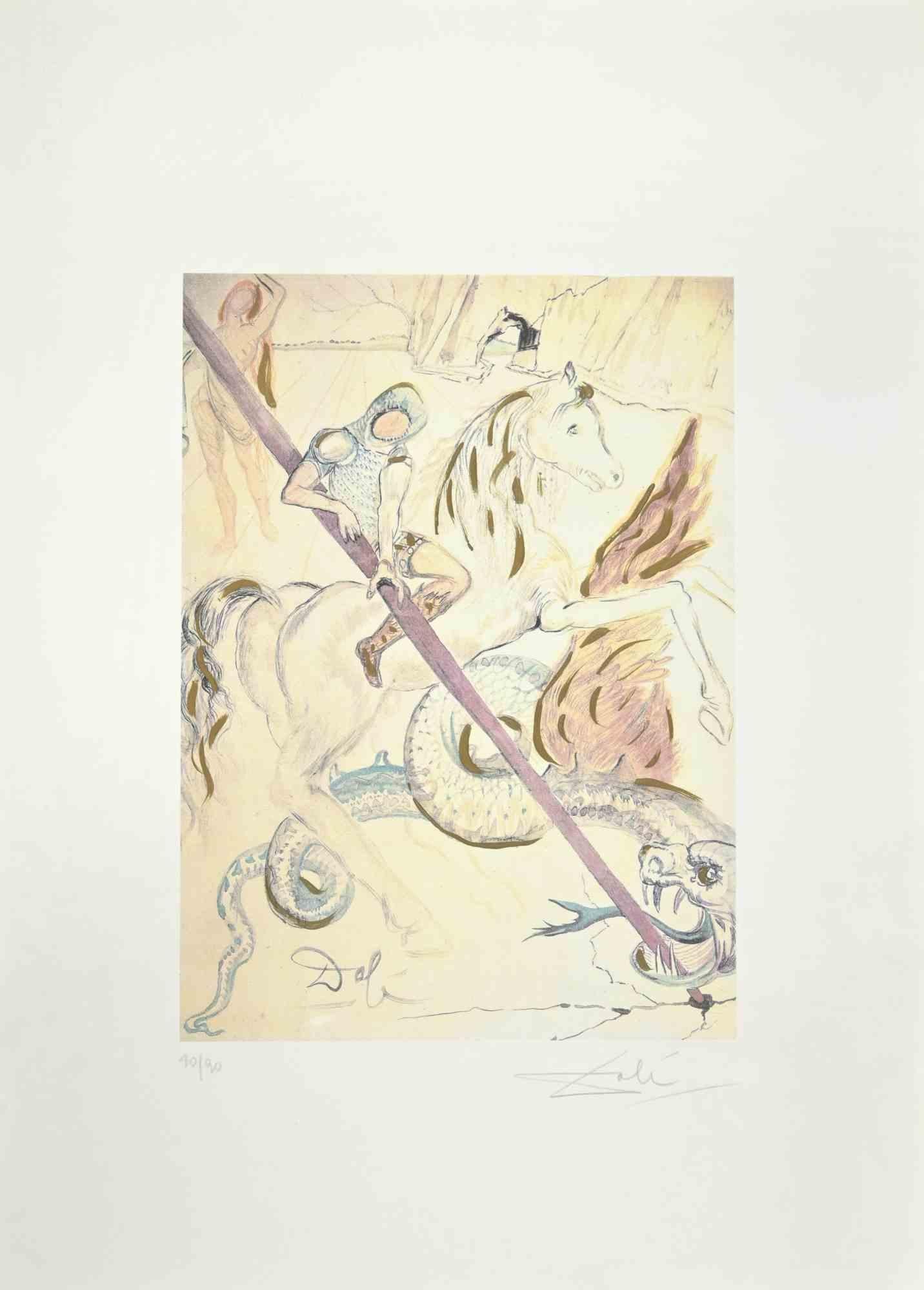 Salvador Dalí Figurative Print - The Lance of Chivalry - Lithograph - 1978
