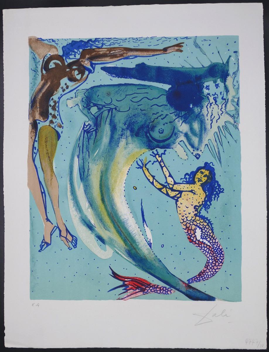 Salvador Dalí Print - The Little Mermaid I - Original Lithograph by S. Dalì - 1966