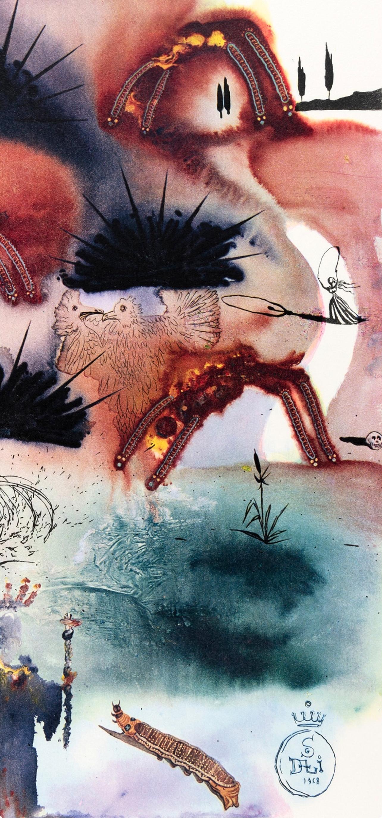 The Lobster Quadrille (Field 69-5, A-M), Alice's Adventures in Wonderland - Beige Abstract Print by Salvador Dalí
