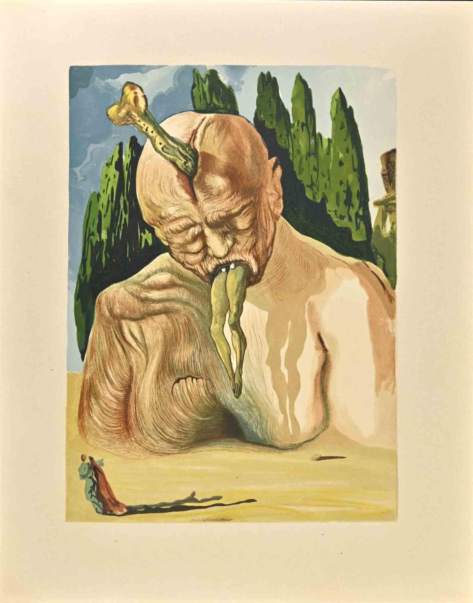 Salvador Dalí Figurative Print - The Logical Devil - Woodcut Print - 1963