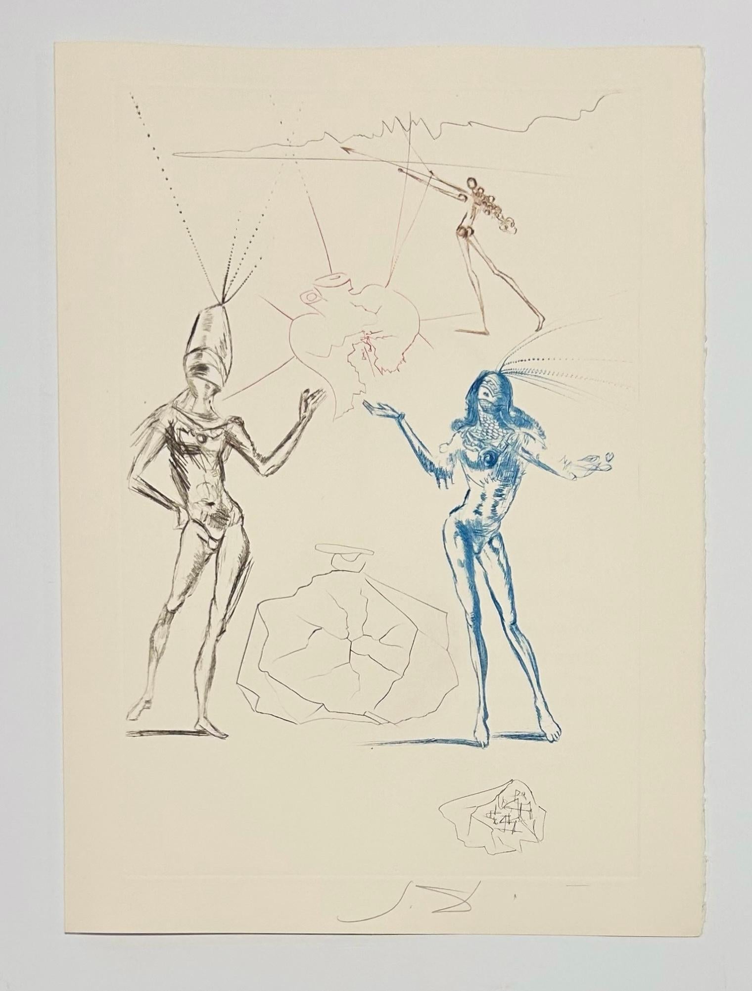 The Lovers Condemned, from Tristan and Iseult - Surrealist Print by Salvador Dalí