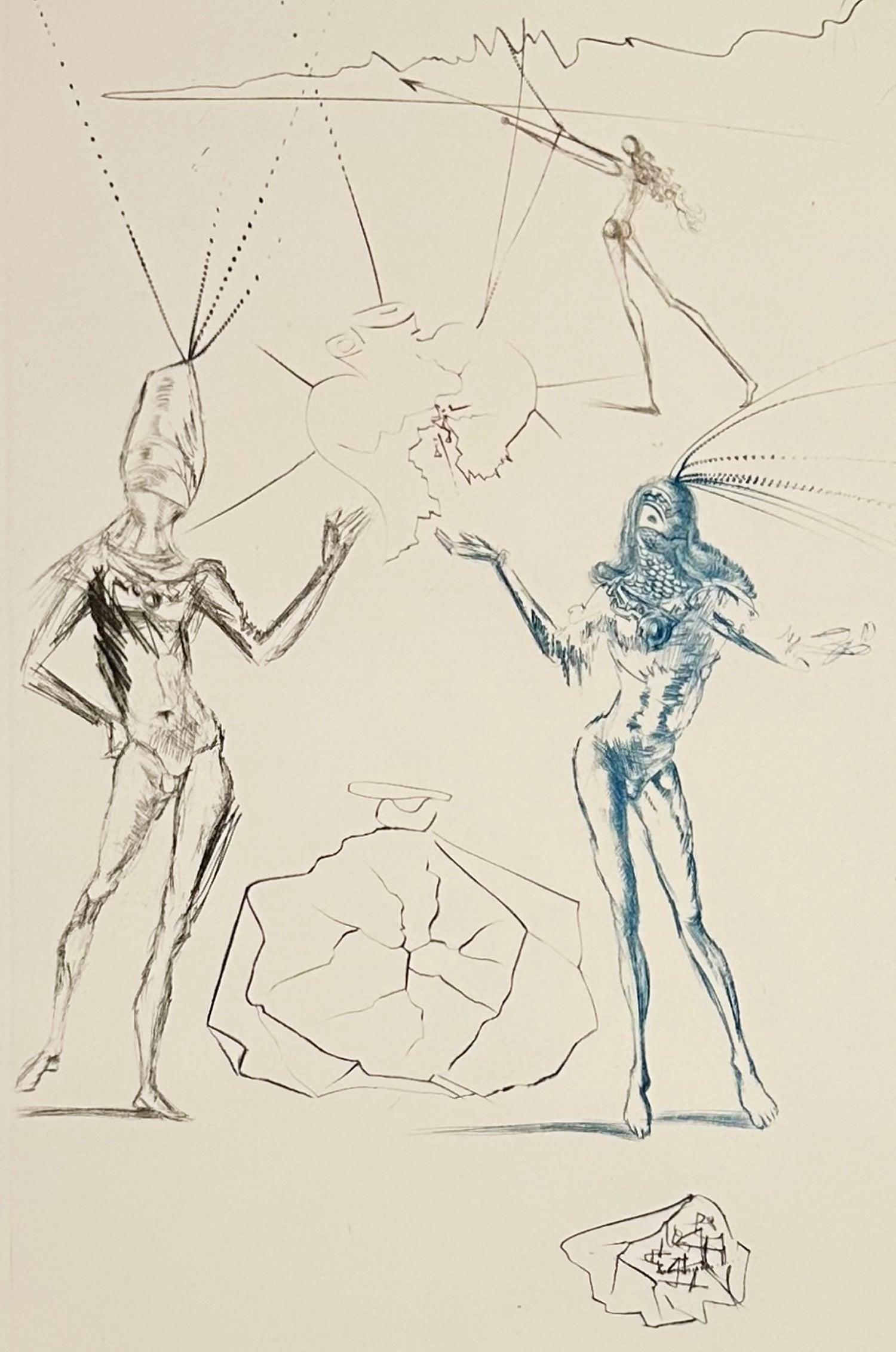 Salvador Dalí Figurative Print - The Lovers Condemned, from Tristan and Iseult
