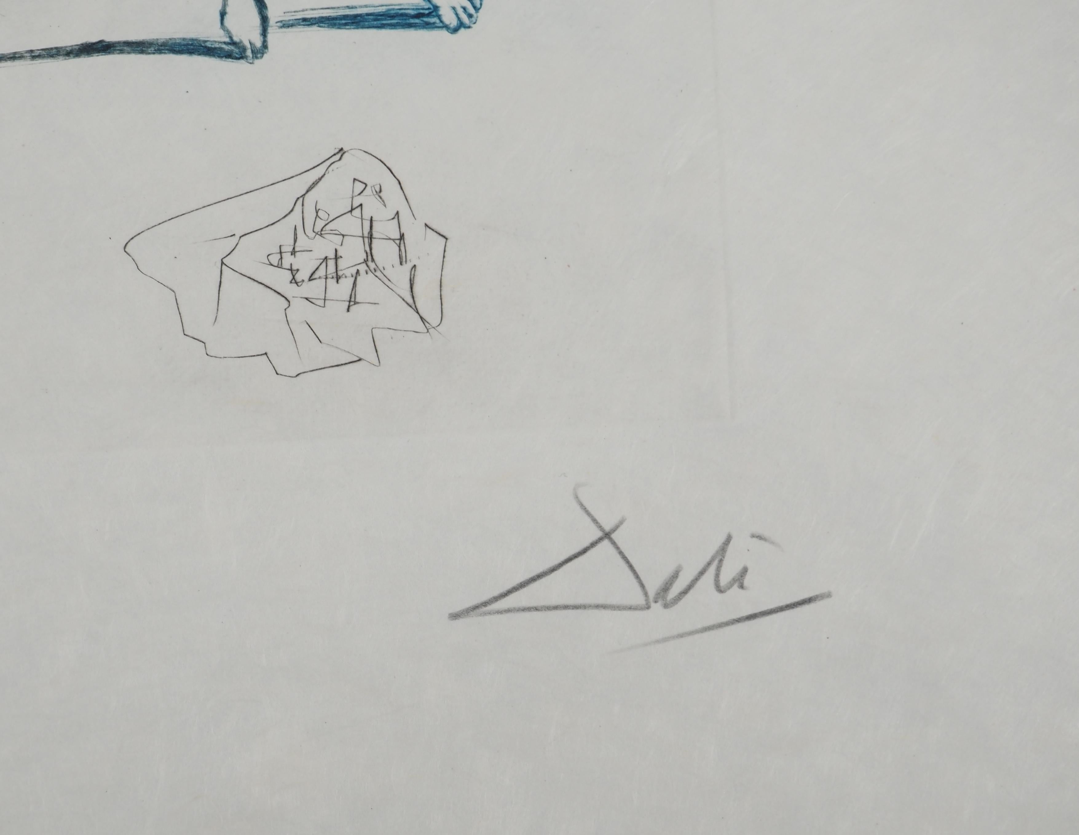 Los amantes condenados - Grabado original firmado a mano (Campo #70-10 J) - Print de Salvador Dalí