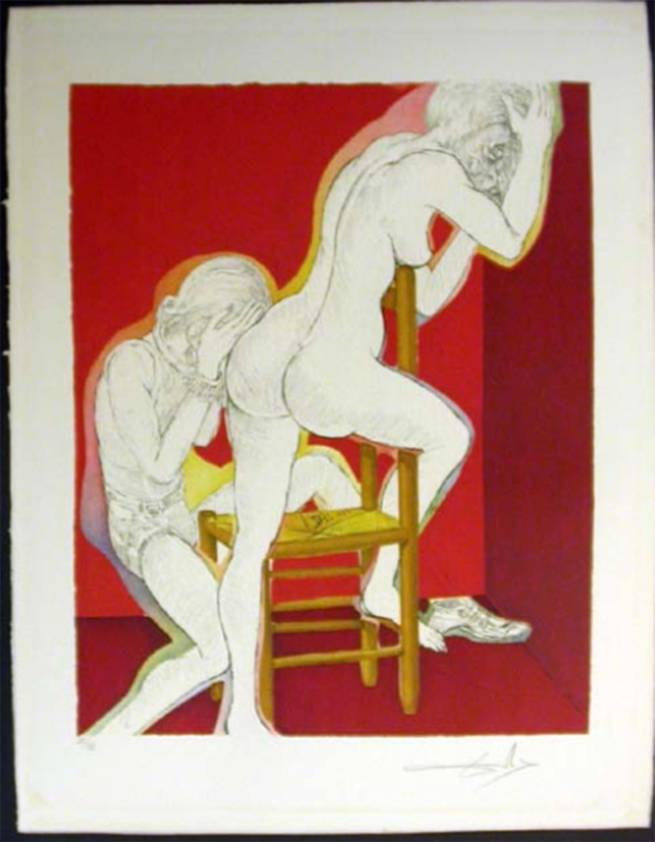 The Marquis de Sade Suite (25 Signed and Numbered Lithographs in Original Box) - Purple Landscape Print by Salvador Dalí