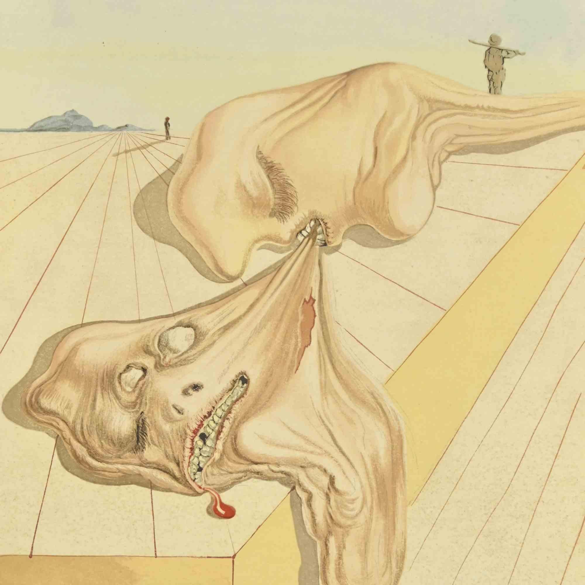 The Men Who Eat Each Other – Holzschnitt – 1963 (Surrealismus), Print, von Salvador Dalí