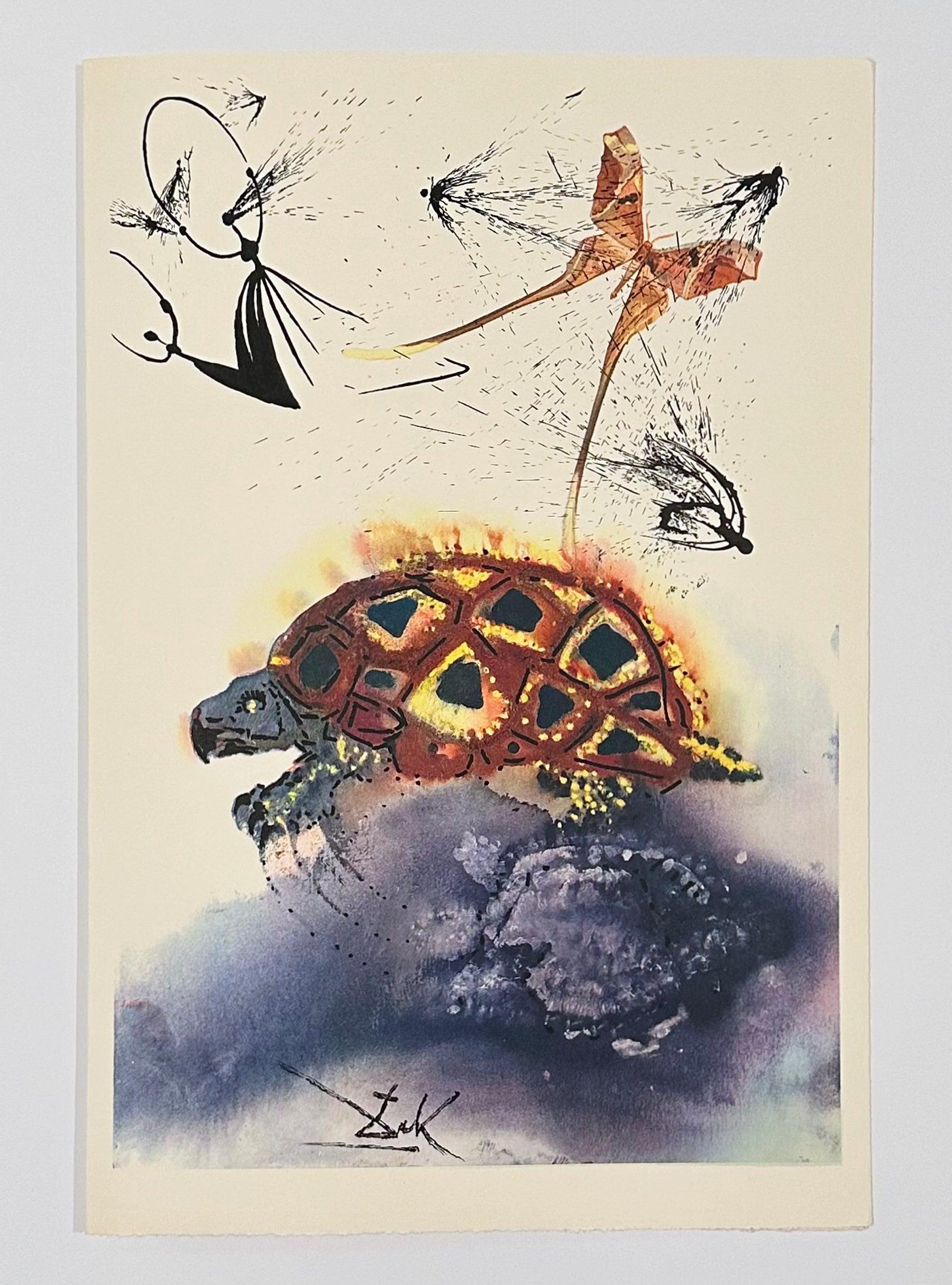 L'histoire de la tortue au chalumeau, d'Alice au pays des merveilles - Beige Landscape Print par Salvador Dalí