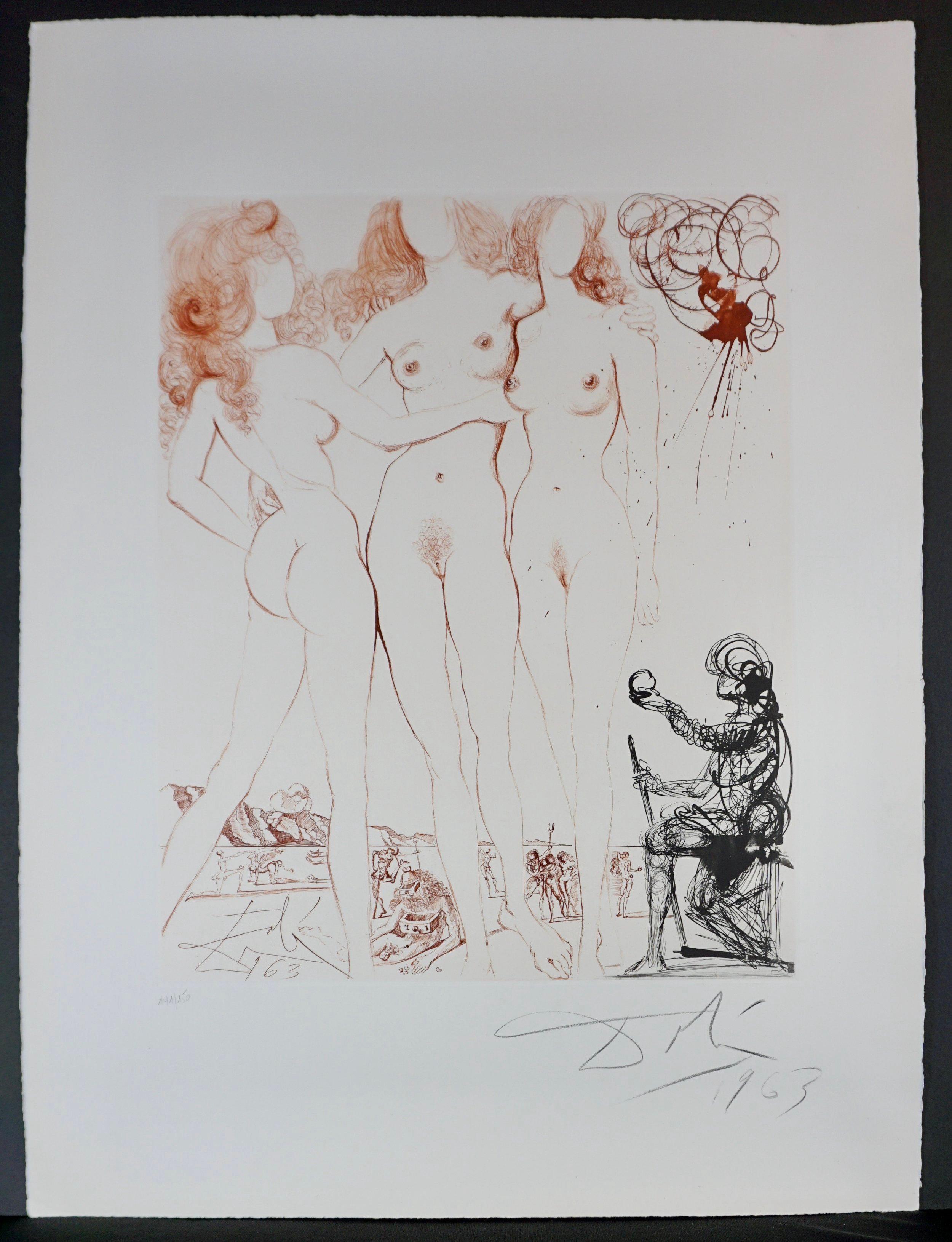 Salvador Dalí Nude Print - The Mythology Judgment of Paris 