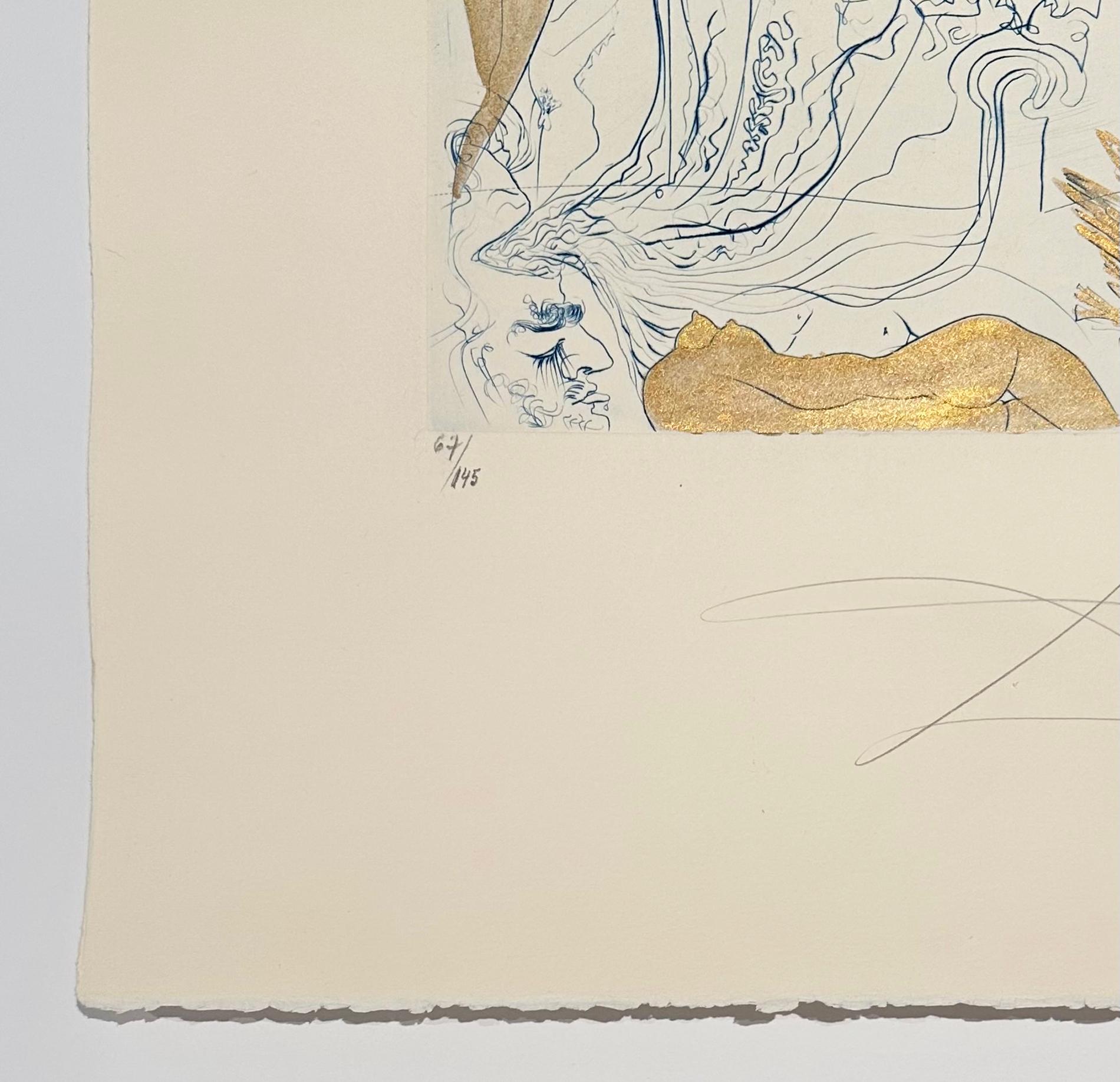 La pagoda, de Los Hippies - Figurative Print Beige de Salvador Dalí