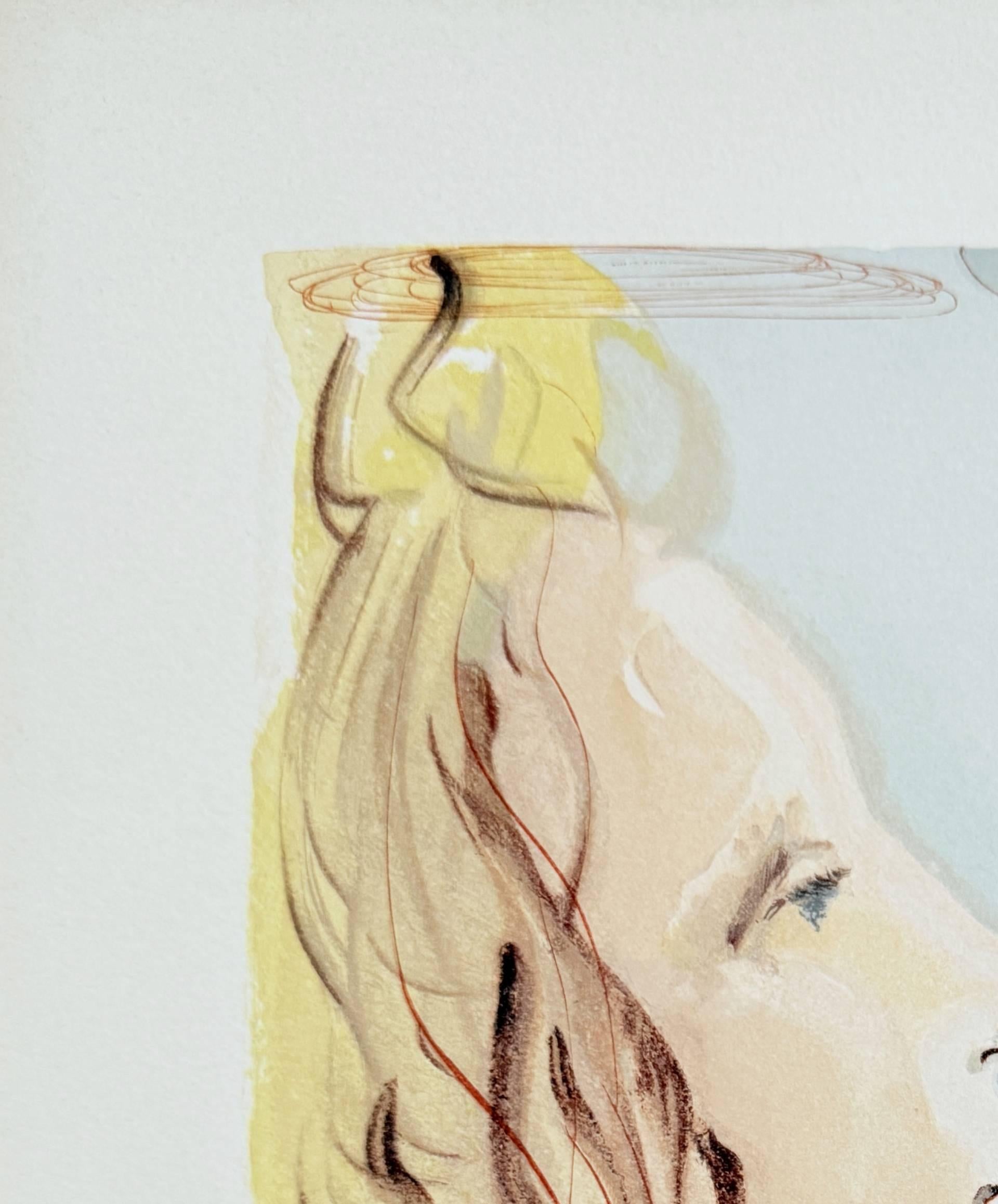 Salvador Dali (1904-1989) - The Paradise, Canto 8 - La plus grande beauté de Béatrice

Woodcut print from 1960.

Dimensions of sheet: 33 x 26.2 cm

Dimensions in frame: 53.2 x 43.2 cm

Publisher: Les Heures Claires, Paris.

Reference: Catalogue