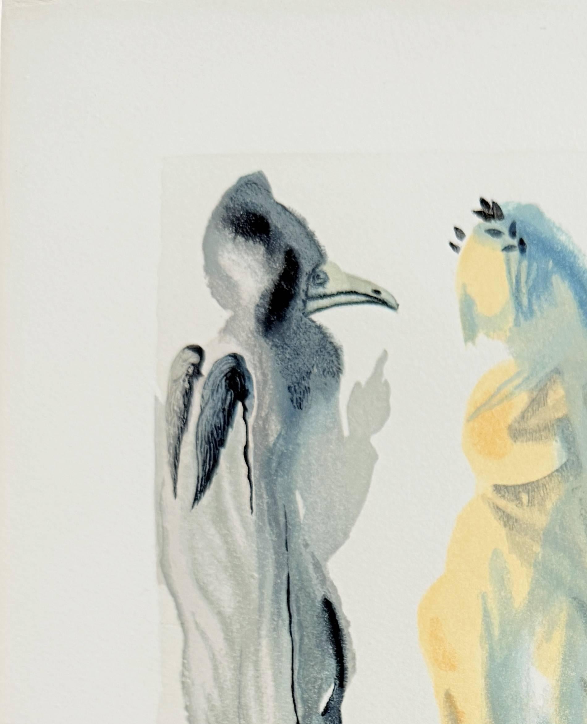 Salvador Dali (1904-1989) - The Paradise, Canto 9 - The Sphere of Venus

Woodcut print from 1960.

Dimensions of sheet: 33 x 26.2 cm

Dimensions in frame: 53.2 x 43.2 cm

Publisher: Les Heures Claires, Paris.

Reference: Catalogue raisonne Michler &