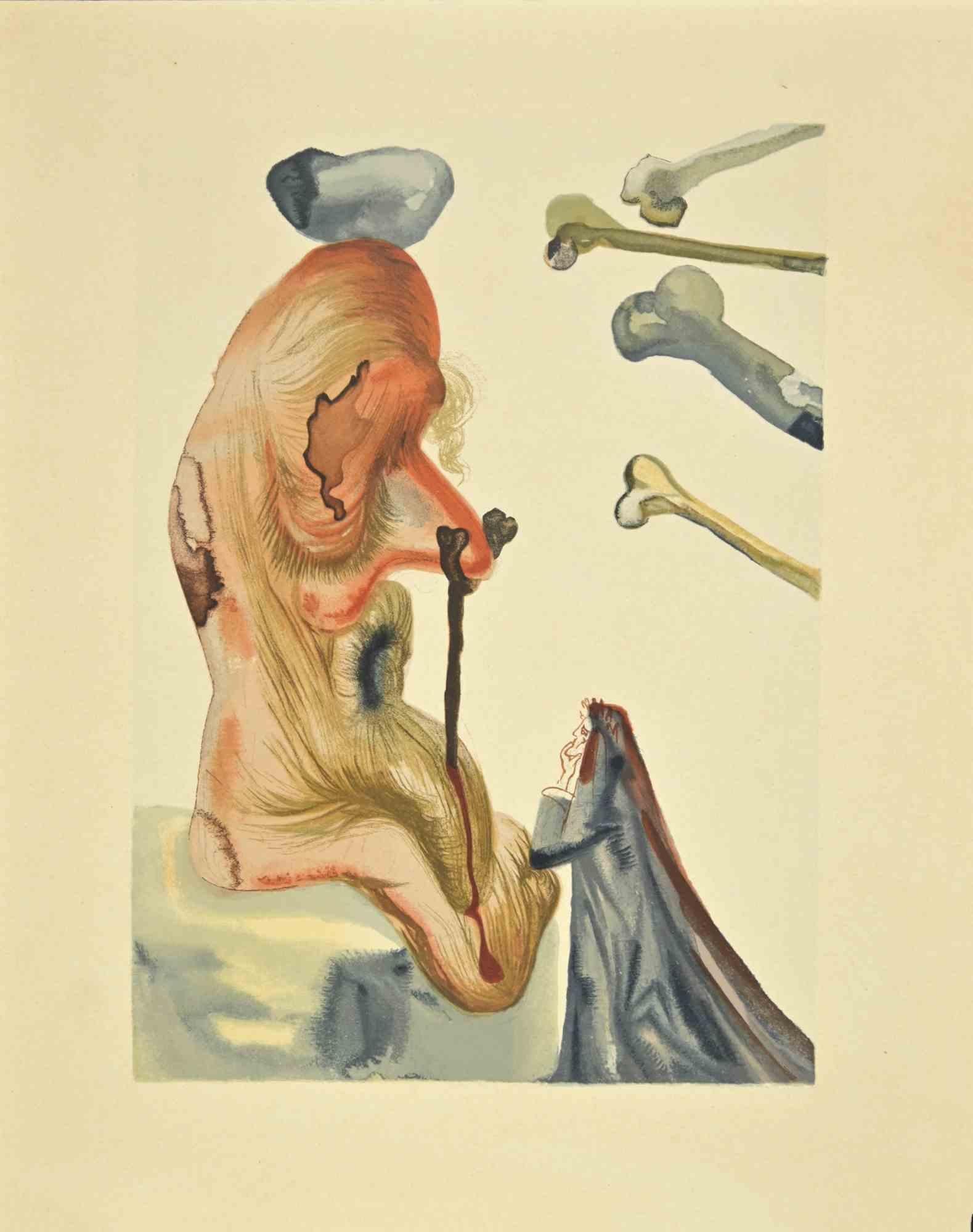 Salvador Dalí Figurative Print - The Prevaricators - Woodcut - 1963