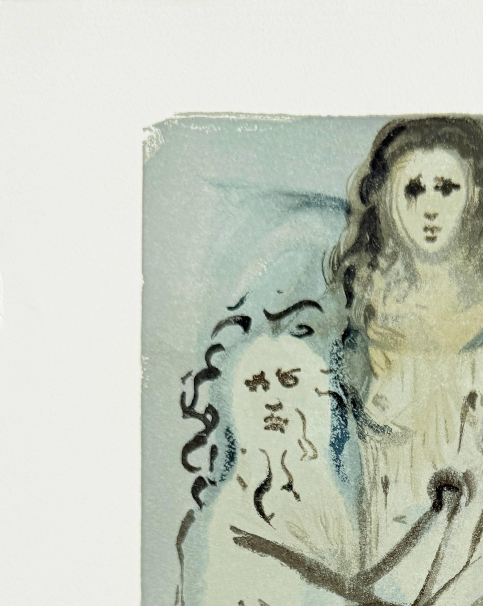 The Purgatory, Canto 16 - In the Cloud of Angry Ones - Black Print by Salvador Dalí