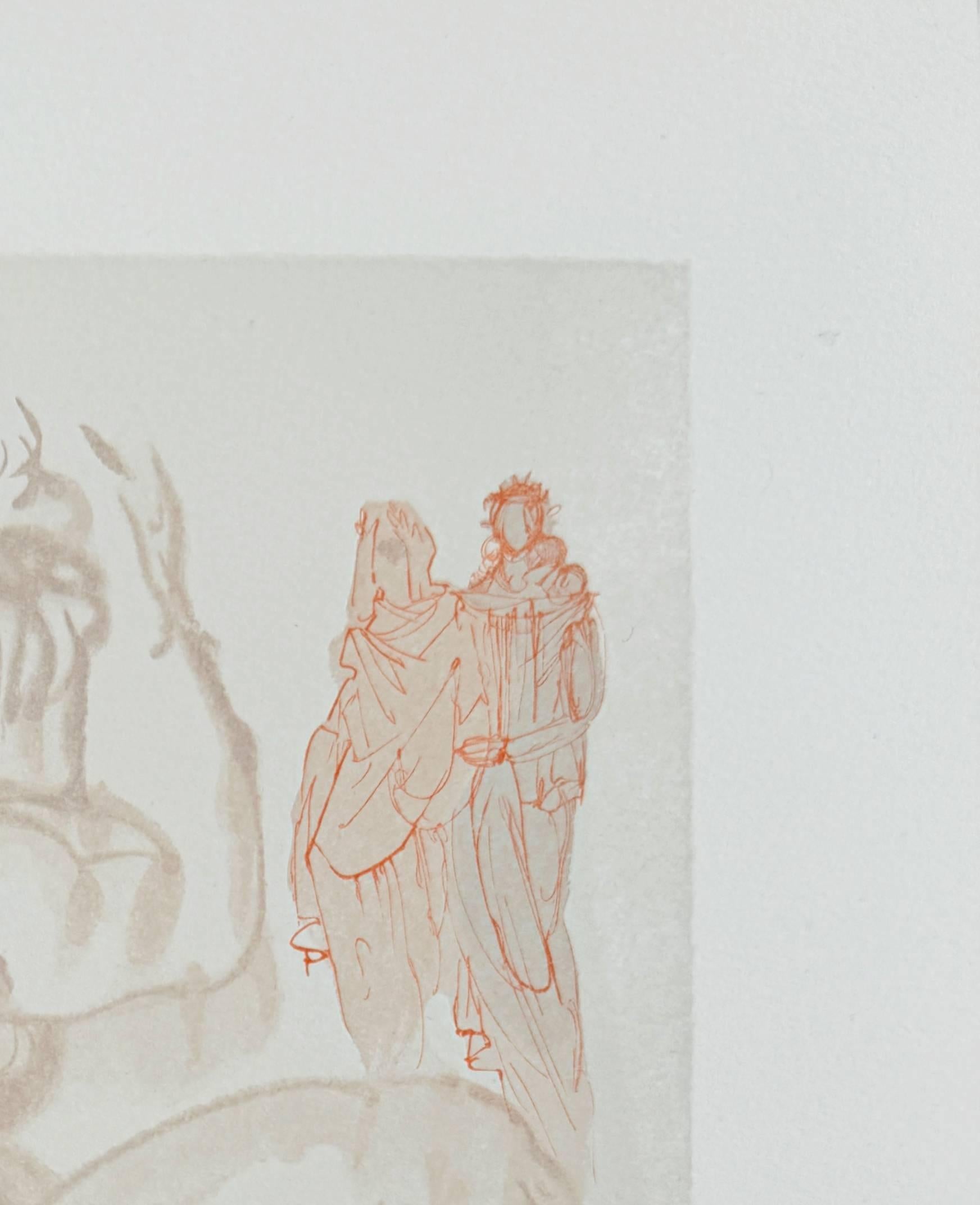 The Purgatory, Canto 19 - Dante's Dream - Black Print by Salvador Dalí
