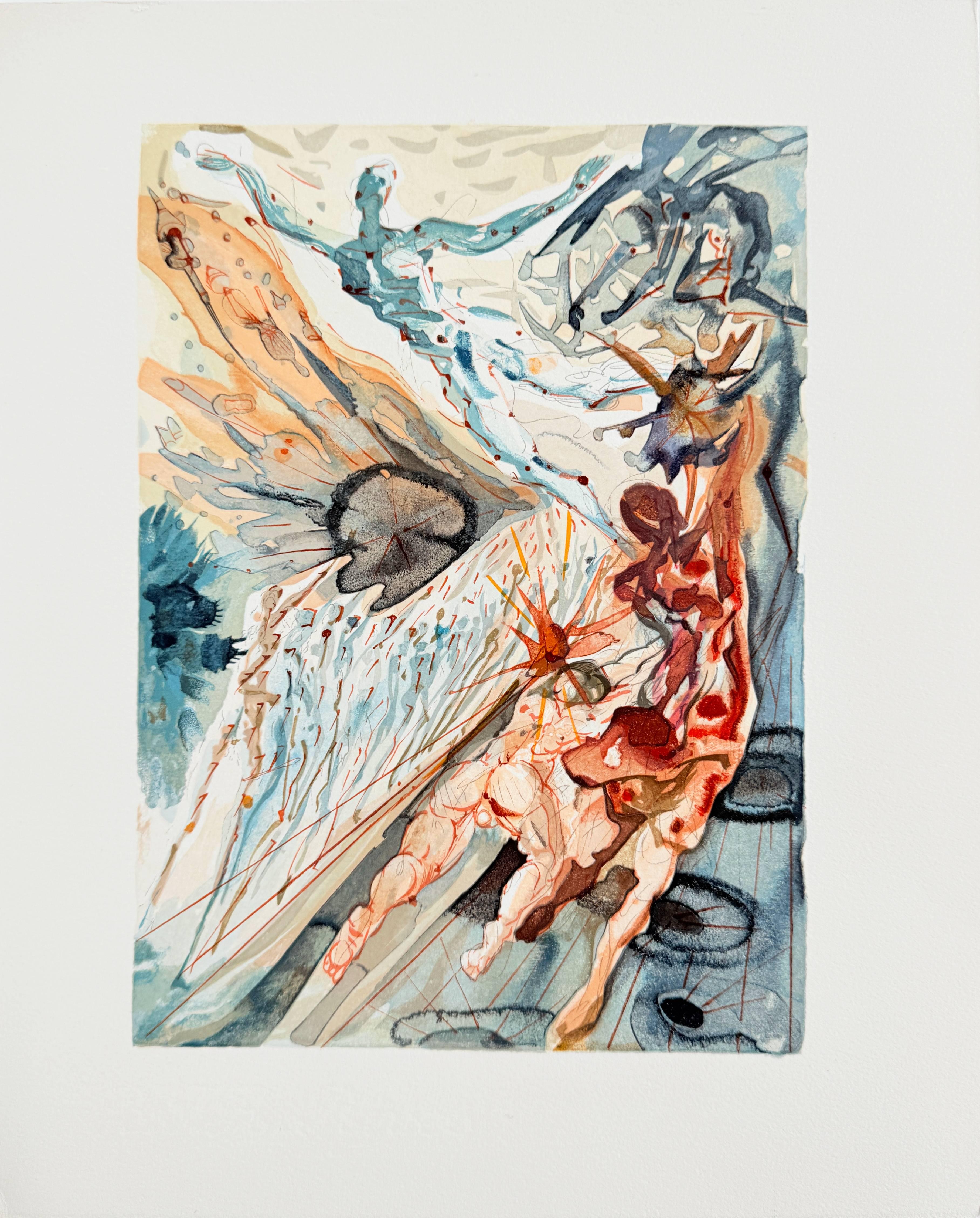 The Purgatory, Canto 26 - Meeting of Two Groups of Lustful Ones - Print by Salvador Dalí