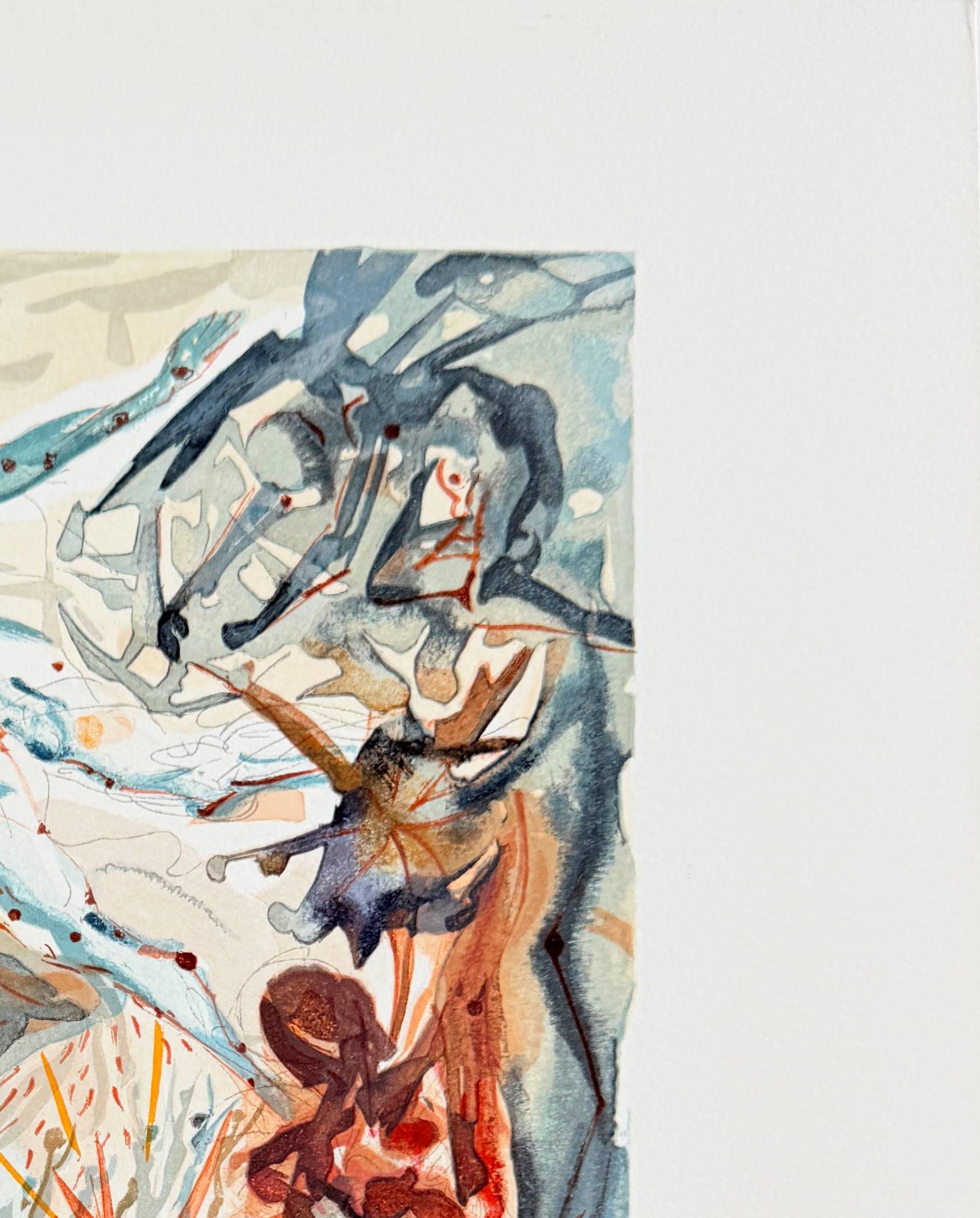 The Purgatory, Canto 26 - Meeting of Two Groups of Lustful Ones - Black Print by Salvador Dalí
