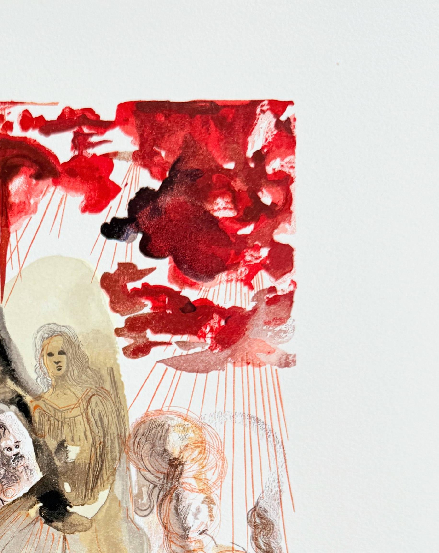 The Purgatory, Canto 28  - The Divine Forest - Red Print by Salvador Dalí