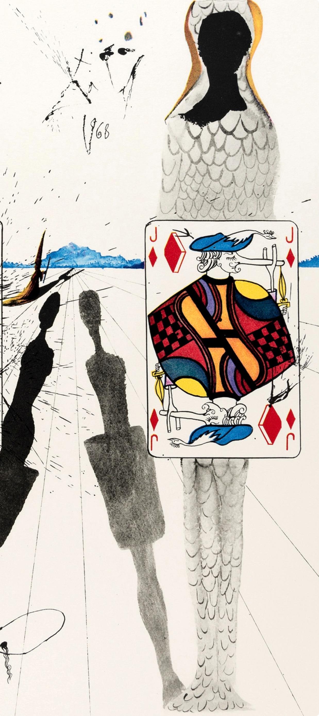 The Queen's Croquet Ground (Field 69-5, A-M), Alice's Adventures in Wonderland - Beige Abstract Print by Salvador Dalí